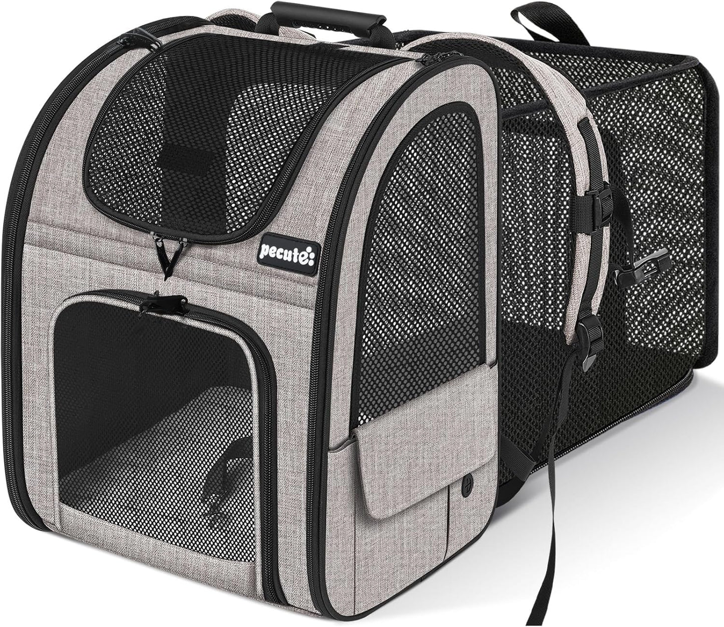 Pecute Pet Carrier Backpack, Dog Carrier Backpack Expandable with Breathable Mesh for Pets <6kg, Pet Backpack Carrier for Hiking Travel Camping Outdoor