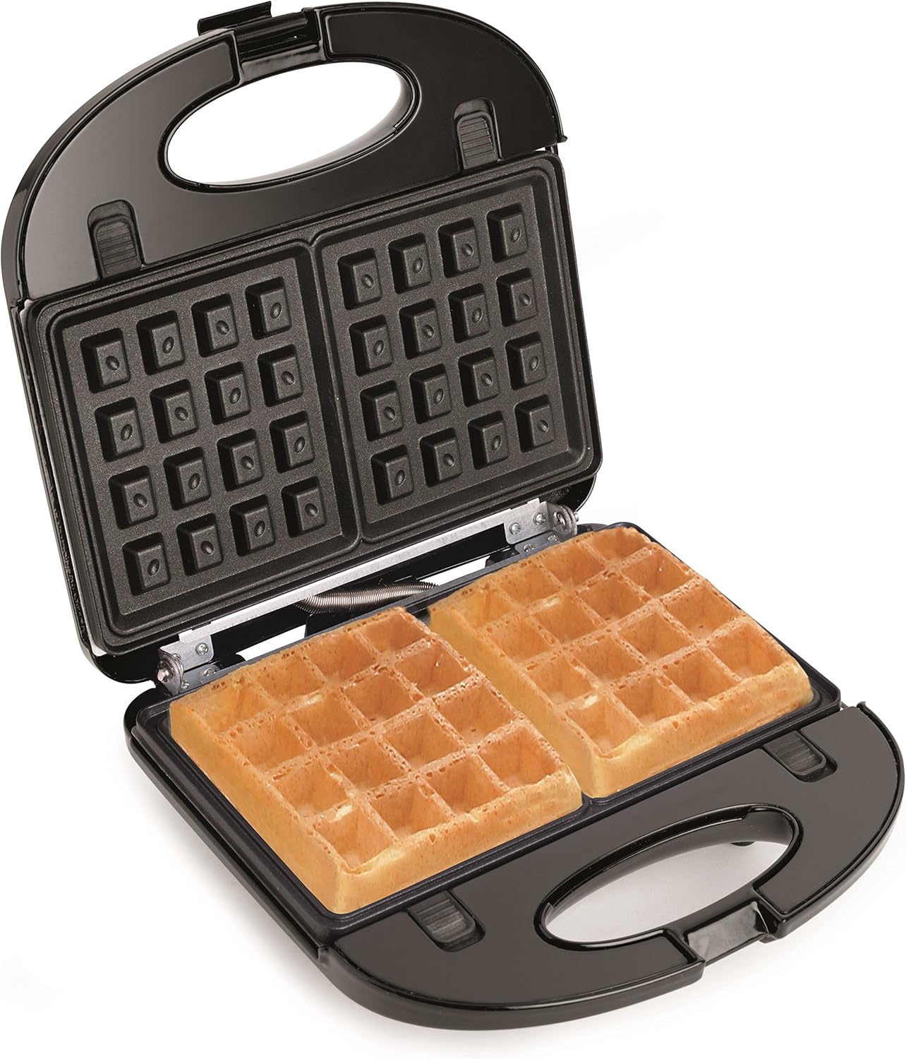 Salton 3-In-1 Pocket Sandwich Maker, Belgian Waffle Maker, and Electric Grill with Non-Stick Removable Dishwasher-Safe Plates, Indicator Lights, Cord Wrap and Upright Storage (SM1543), Small