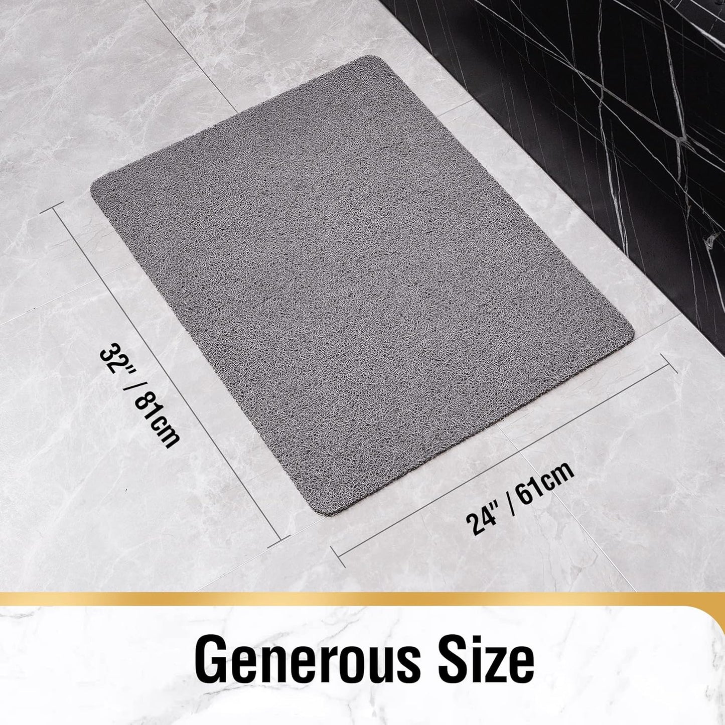HITSLAM Shower Mat Non Slip, 24 x 16 Inch Bathtub Mat Non Slip with Drain, Soft PVC Loofah Bath Mat for Tub, Quick Drying Bathroom Shower Mat, Grey