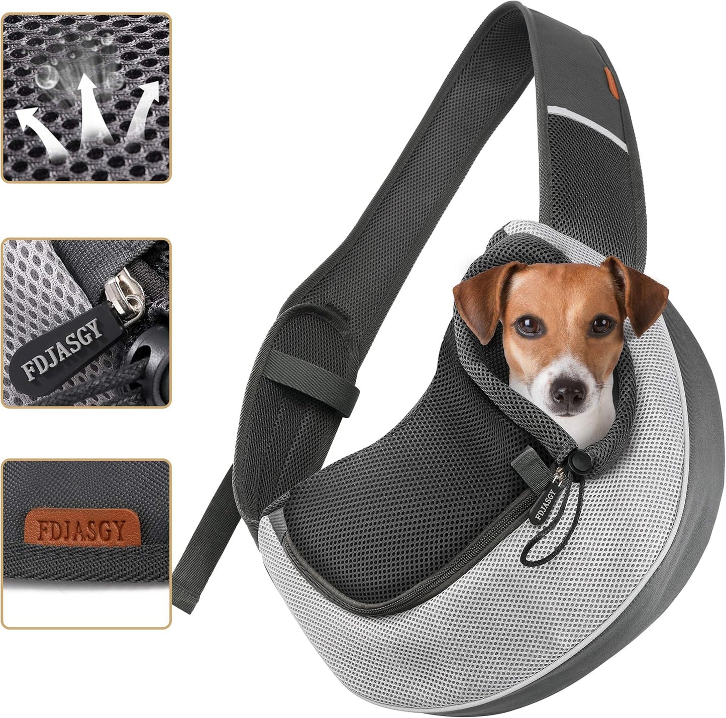 FDJASGY Pet Sling Carrier for Small Dogs Cats,Breathable Mesh Travelling Hand Free Puppy Backpack with Pouch and Adjustable Strap Carrier Grey