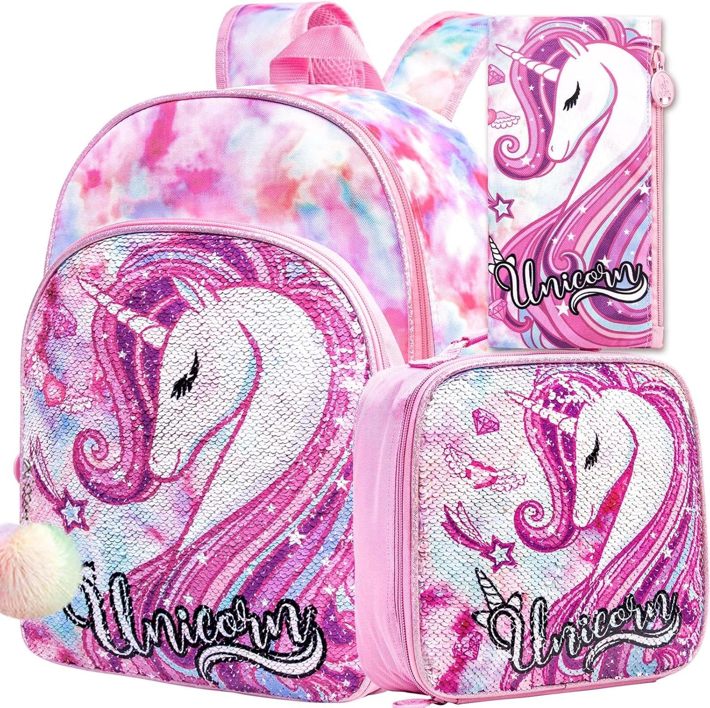 3pcs Backpack for Boys and Girls, 16” Kids Kindergarten Bookbag with Lunch Box, Cute Elementary Backpacks for Boy Girl