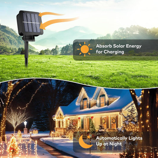 OHLUX 3 Pack Solar Lights Outdoor, Total 300LED Dusk to Dawn Solar Fairy Lights Waterproof, 8 Modes Copper Solar Christmas Lights for Outdoor Patio Garden Wedding Tree(Warm White)