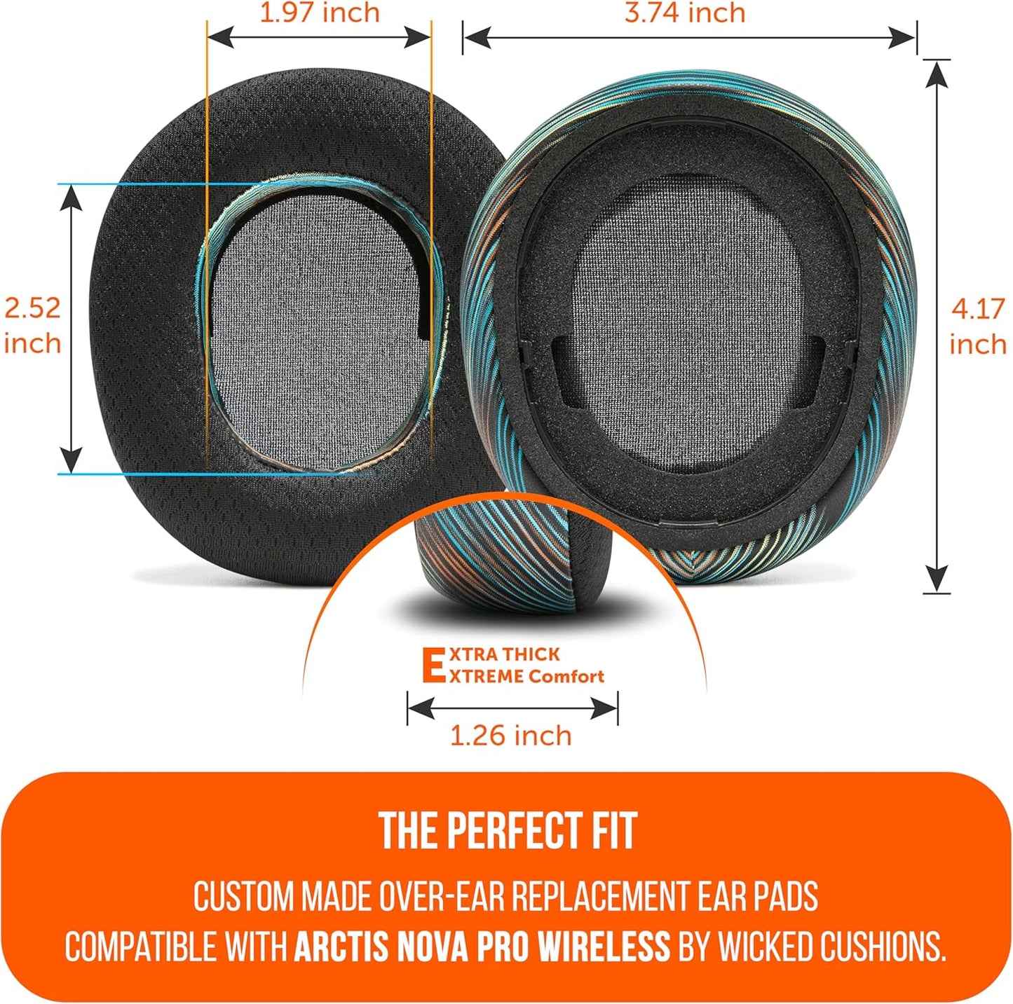 WC Freeze Nova Pro Wireless - Cooling Gel Earpads for Arctis Nova Pro Wireless ONLY (Doesn’t Fit Other Models), Made by Wicked Cushions, Improved Durability, Thickness & Sound Isolation | Black