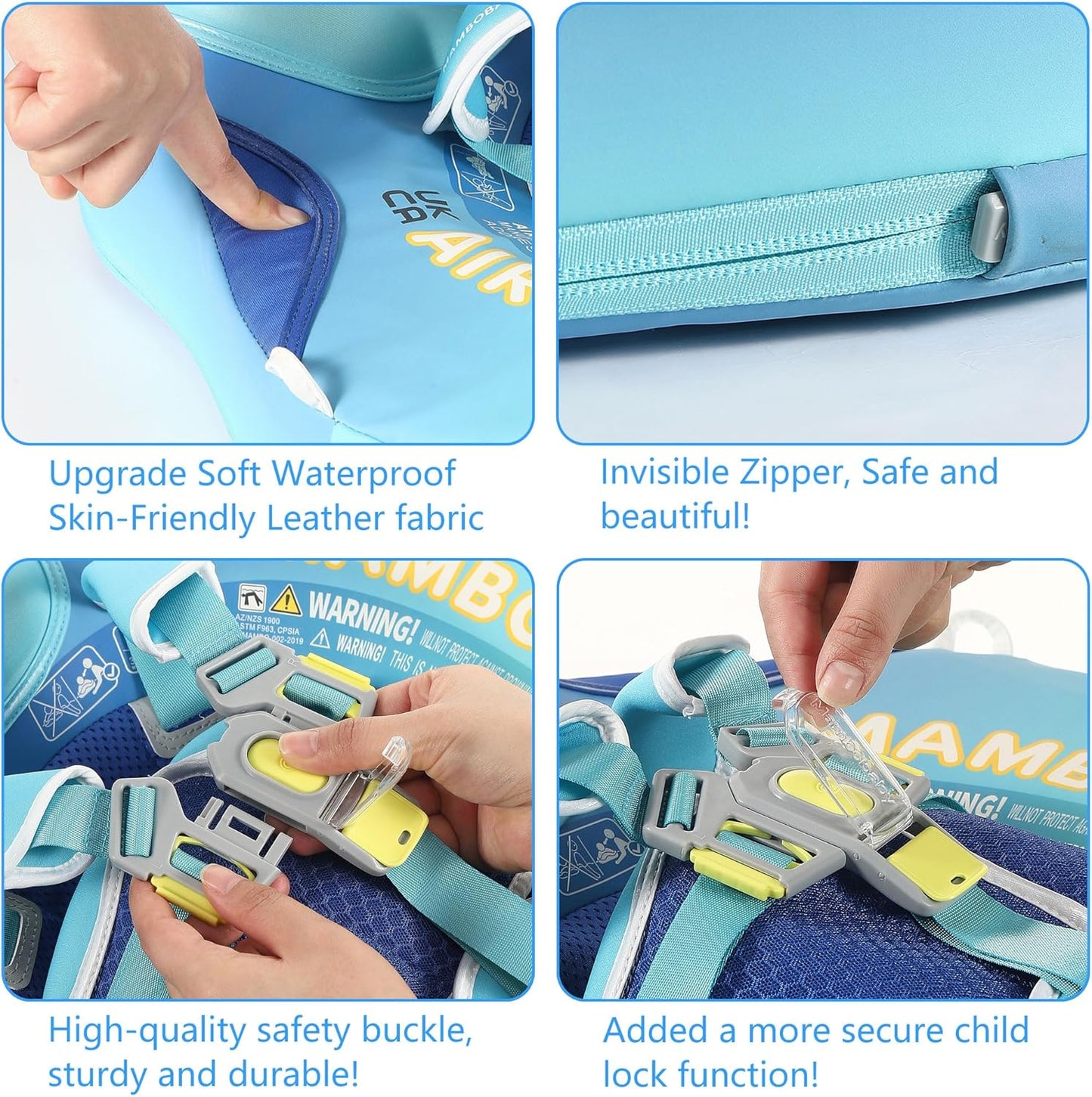 Mambobaby Baby Swim Float with Canopy, Non-Inflatable Solid Baby Float, Upgrade Soft Skin-Friendly Material Infant Swim Float