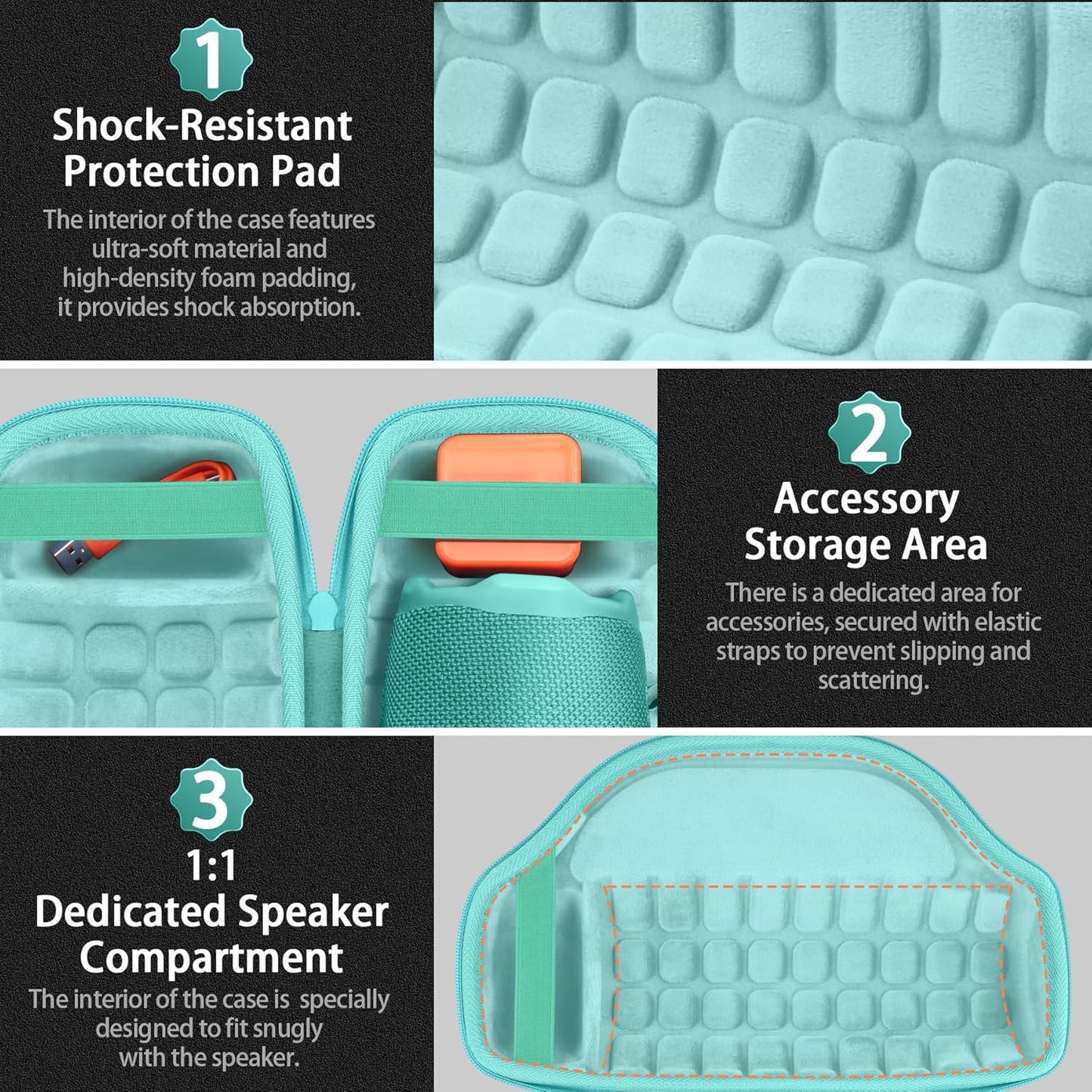 co2CREA Case for JBL Charge 6 Waterproof Portable Bluetooth Speaker, Hard Travel Case with Detachable Shoulder Strap (White Case)