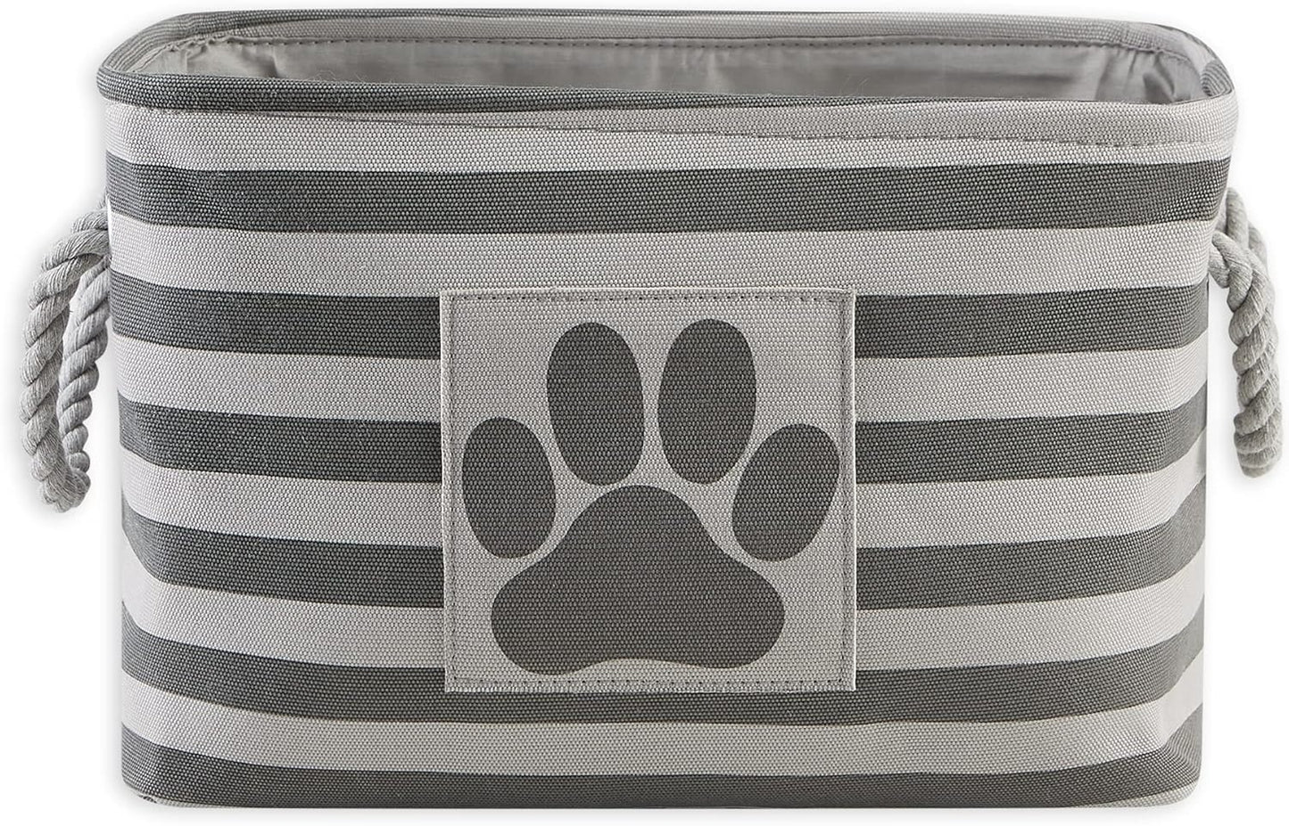 DII Bone Dry RoundSmall Pet Toy and Accessory Storage Bin, 12"(Dia) x9(H), Collapsible Organizer Storage Basket for Home Decor, Pet Toy, Blankets, Leashes and Food-Gray Stripes