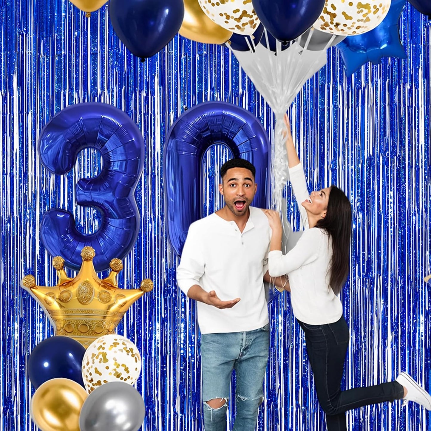 GREATRIL Iridescent Party Tinsel Fringe Backdrop Decorations - Holographic Foil Streamers Curtain for Mermaid/Under The Sea/Frozen/Ocean/Disco/Birthday Themed 3.2ft x 6.5ft - 2 PCS