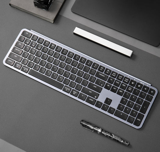 Keychron B6 Pro Quiet Key Full Size Ultra-Slim Wireless Keyboard, ZMK Programmable Bluetooth 5.1/2.4 GHz/Wired with Ultra-Long Battery Life Low Profile for Mac Win Linux System - Space Gray