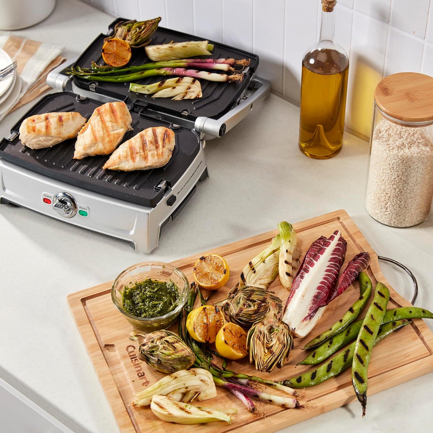 Cuisinart Compact Electric Griddler, 5 Ways to Cook, Non-Stick Cooking Plates, Silver (GR-102C)