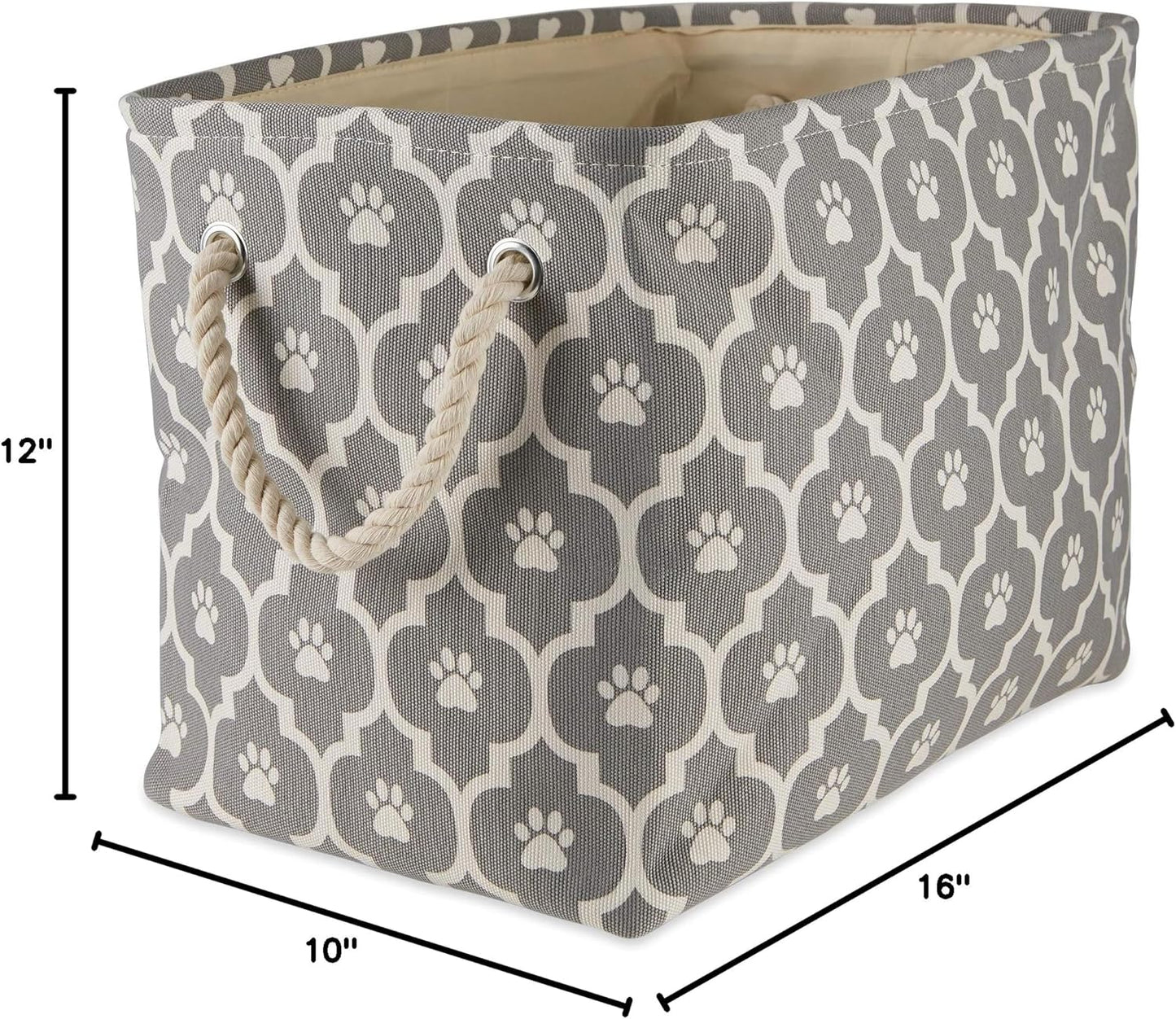 DII Bone Dry RoundSmall Pet Toy and Accessory Storage Bin, 12"(Dia) x9(H), Collapsible Organizer Storage Basket for Home Decor, Pet Toy, Blankets, Leashes and Food-Gray Stripes