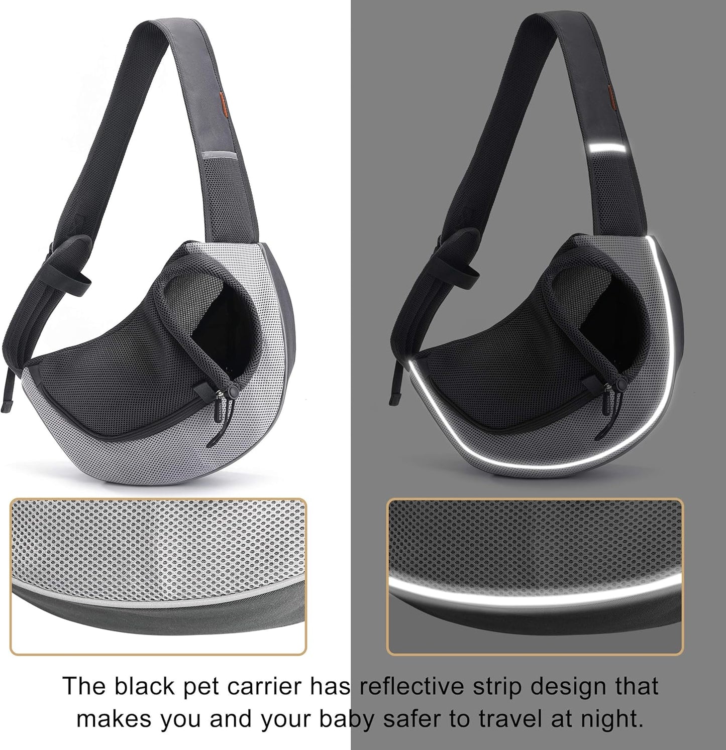 FDJASGY Pet Sling Carrier for Small Dogs Cats,Breathable Mesh Travelling Hand Free Puppy Backpack with Pouch and Adjustable Strap Carrier Grey