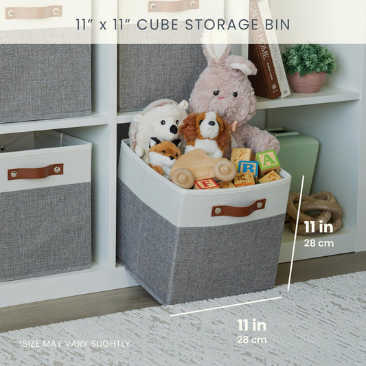 4 Pack Fabric Cube Storage Bins 28x28cm – Collapsible Closet Organizer Baskets with Handles for Shelves, Wardrobe and Home Storage - PuriLite