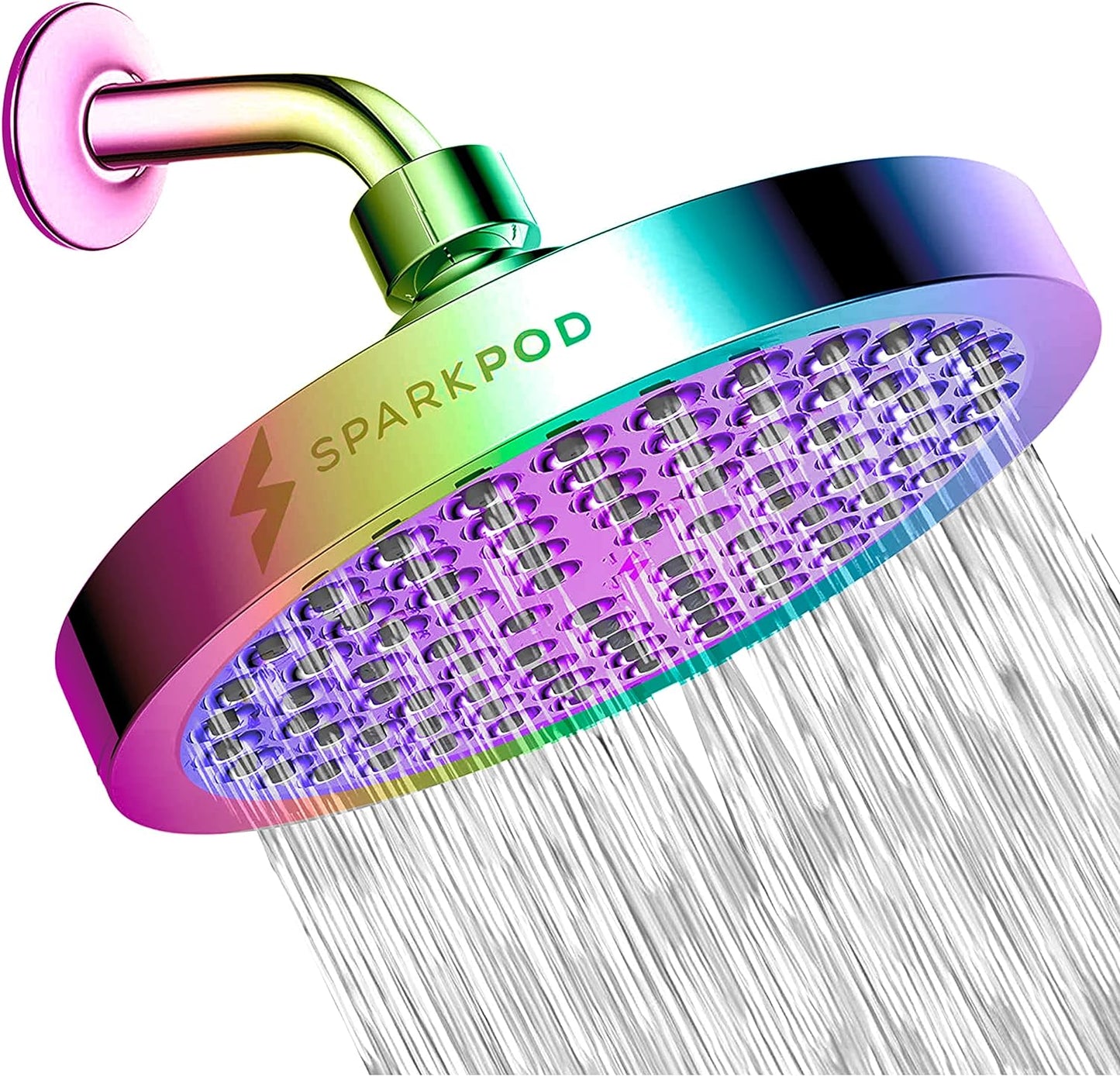 SparkPod Shower Head - High Pressure Rain - Premium Quality Luxury Design - 1-Min Install - Easy Clean Adjustable Replacement for Your Bathroom Shower Heads (Luxury Polished Chrome, 6 Inch Round)