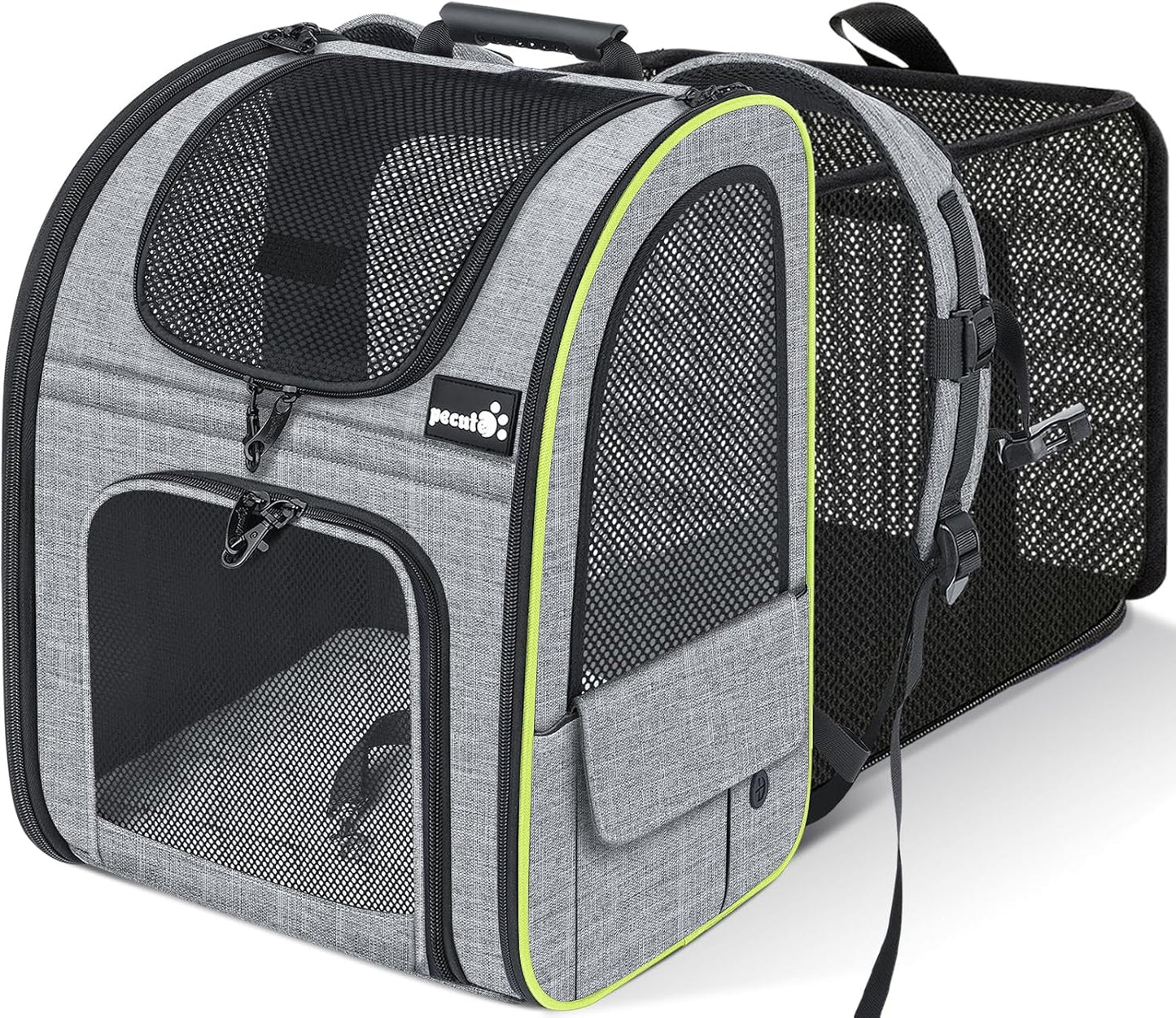 Pecute Pet Carrier Backpack, Dog Carrier Backpack Expandable with Breathable Mesh for Pets <6kg, Pet Backpack Carrier for Hiking Travel Camping Outdoor