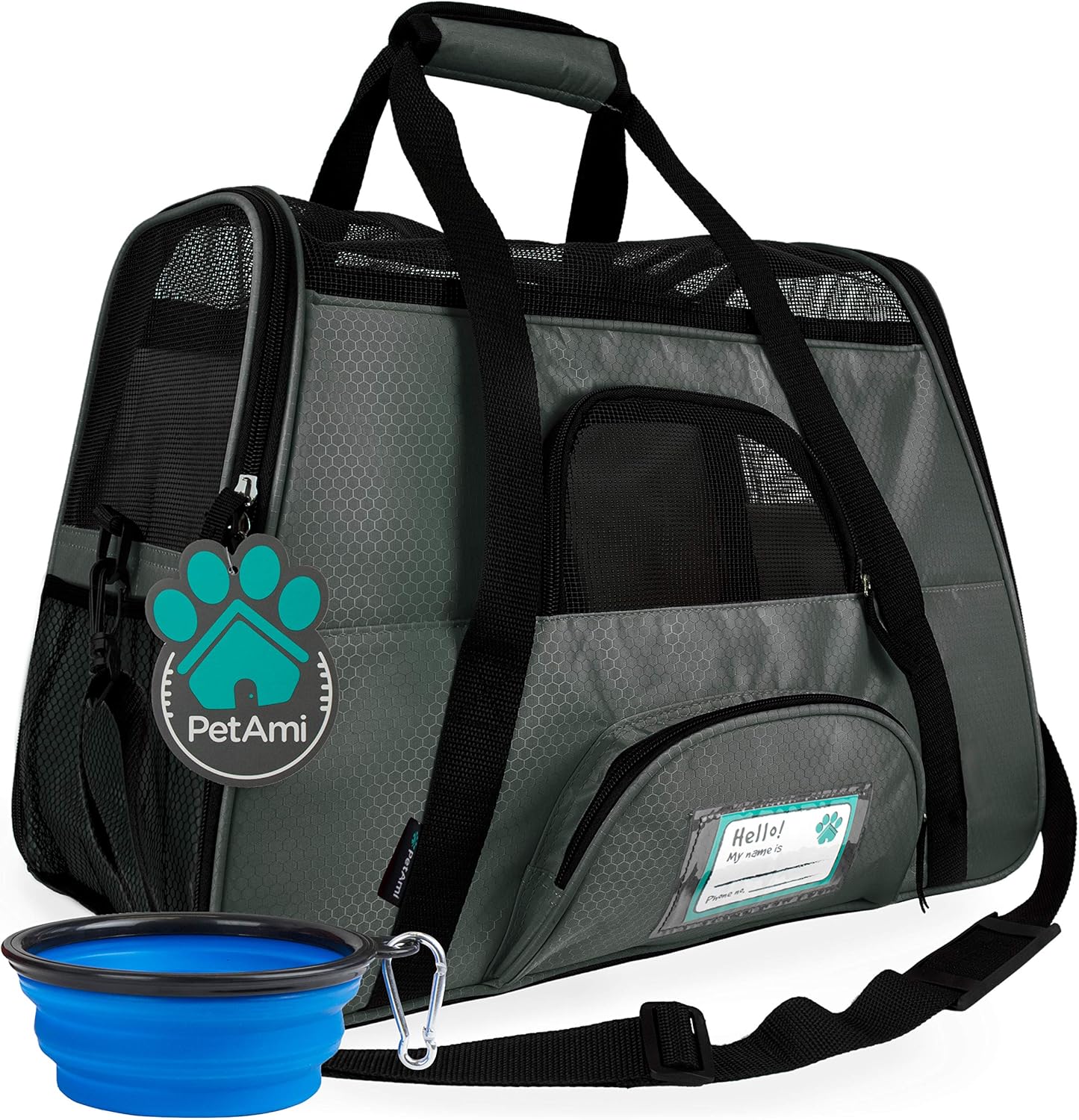Premium Airline Approved Soft-Sided Pet Travel Carrier by PetAmi | Ventilated, Comfortable Design with Safety Features | Perfect For Plane or Car | Ideal for Small to Medium Sized Cats, Dogs, and Pets