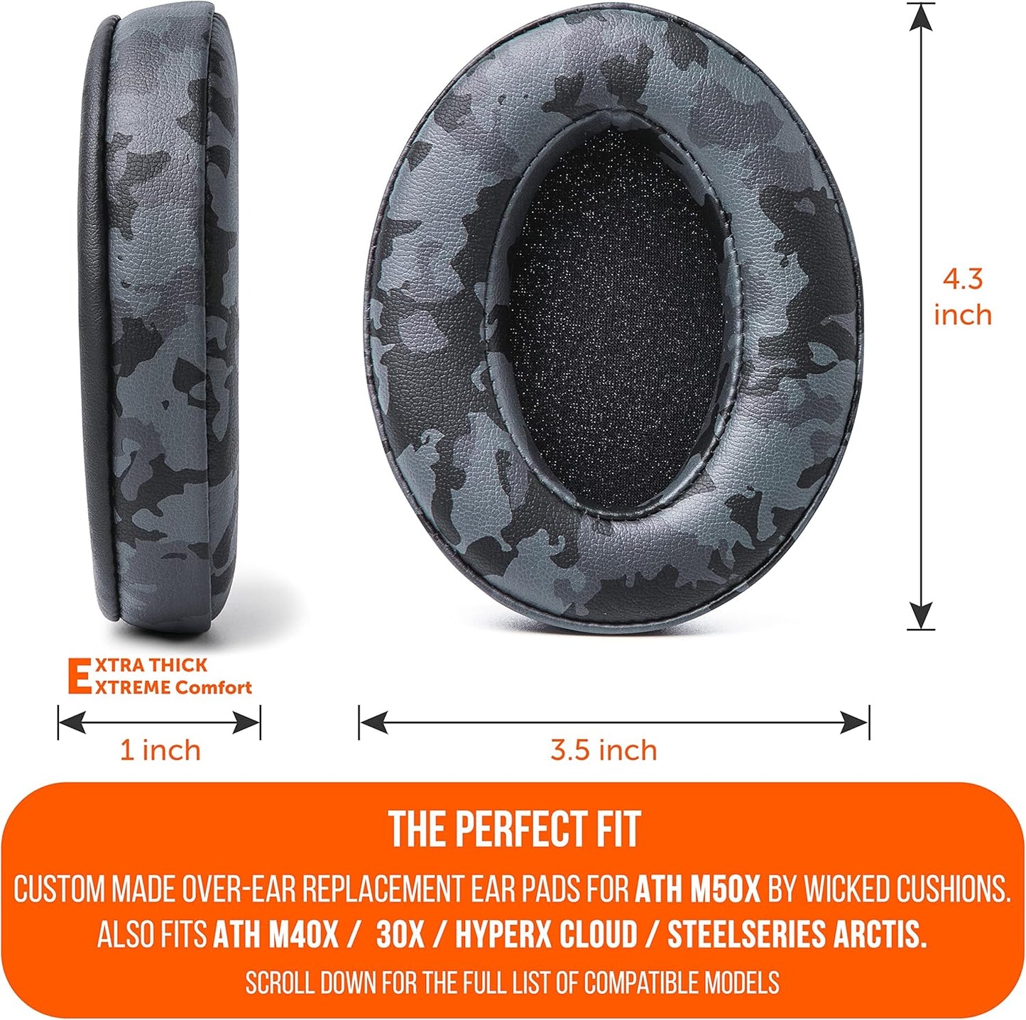 WC PadZ - The Ultimate Upgraded Earpads by Wicked Cushions - Compatible with Audio Technica, HyperX, SteelSeries Arctis & More - Extra Thick - Bigger Opening - Softer Memory Foam | (90s Black)