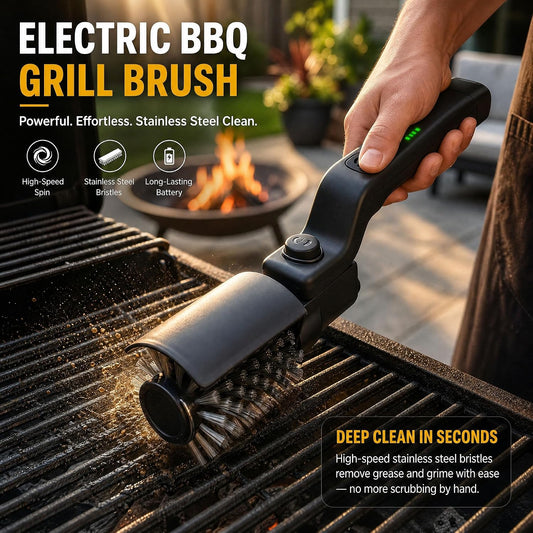 Upgraded Electric Brush,Rechargeable Cordless Grill Cleaning Brush,Stainless Steel Head,3 Speeds,90 Minutes Run Time