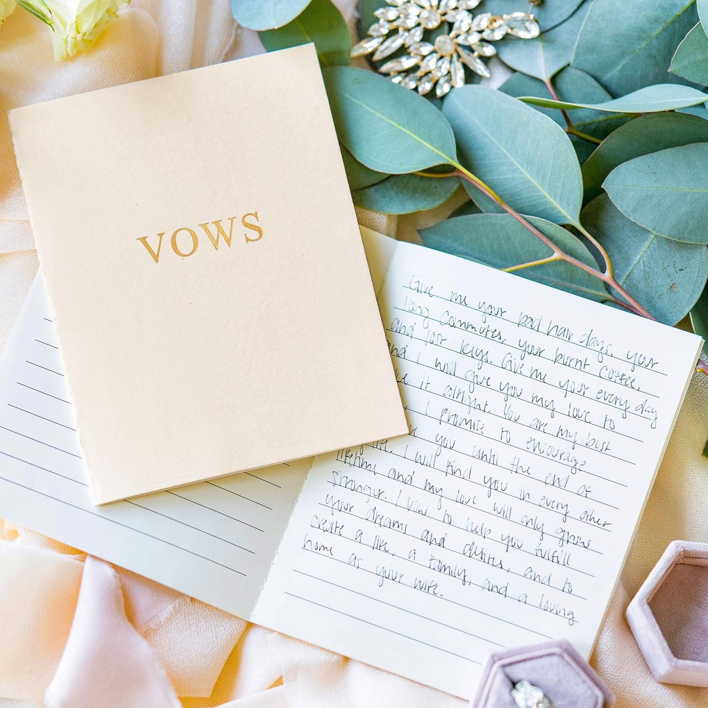 Awakened Creations™ Wedding Vow Books - 2x Vow Notebooks - 5.5"x 4.25" Pocket Sized Minimalist Vow Renewal Book with Gold Lettering Cover - Wedding Gift with Keepsake Box