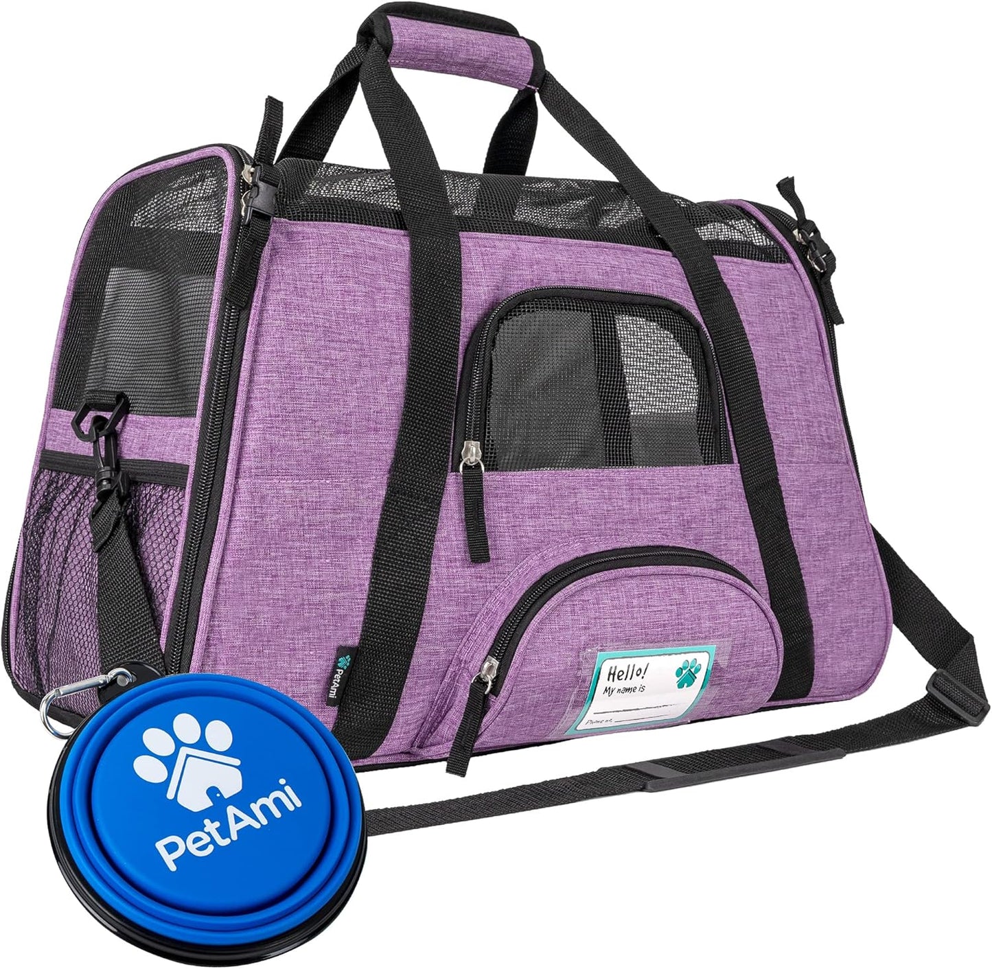 Premium Airline Approved Soft-Sided Pet Travel Carrier by PetAmi | Ventilated, Comfortable Design with Safety Features | Perfect For Plane or Car | Ideal for Small to Medium Sized Cats, Dogs, and Pets
