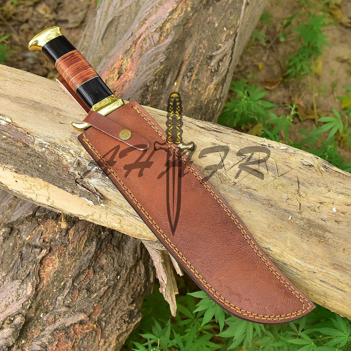 KE-0547-HK D 2 Steel Custom And Handmade 18" Buffalo Horn Handle Large Bowie Knife - Grand Couteau Bowie - Couteaux de Chasse Personnalisés - Couteau de Chasse Fait Main