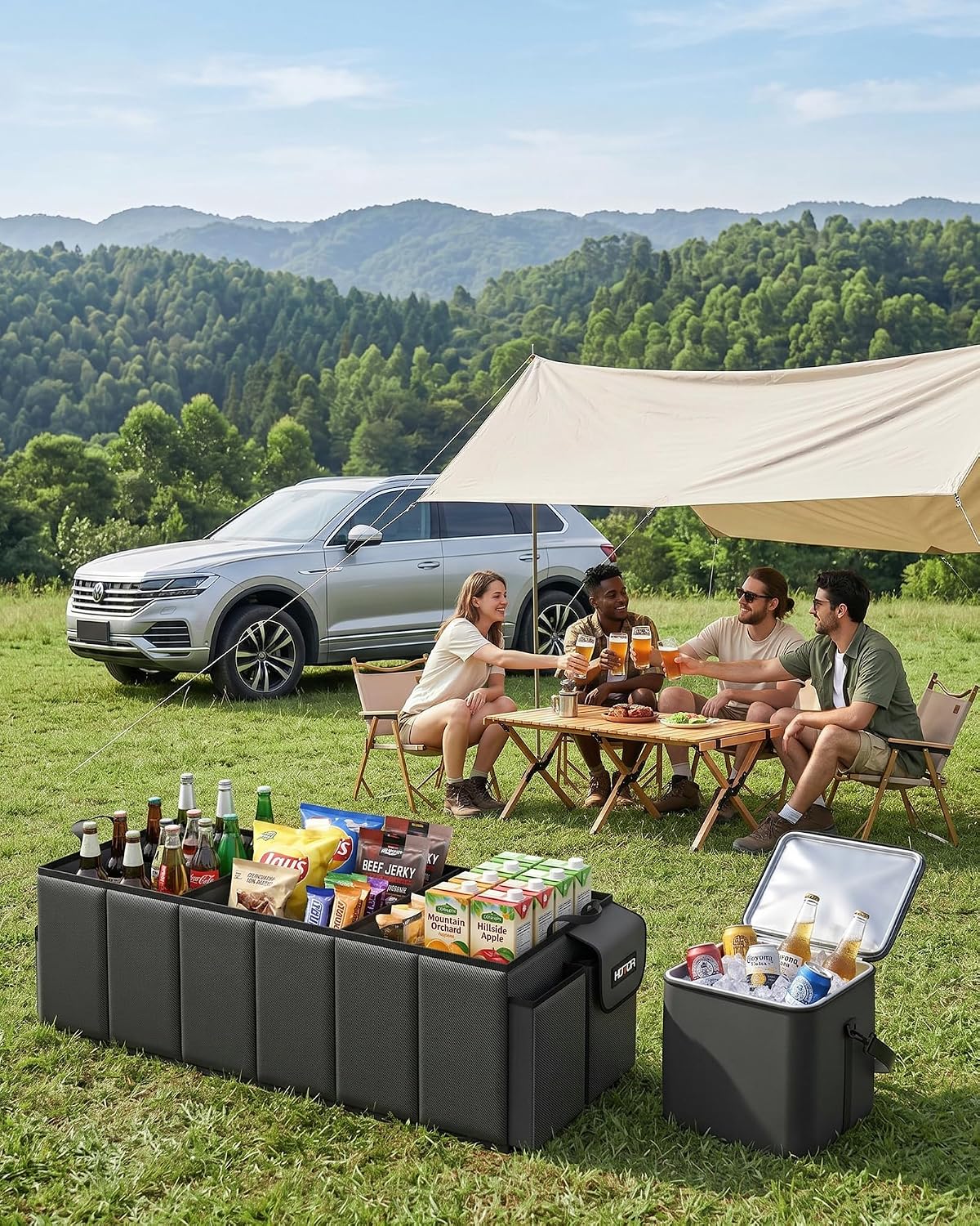 HOTOR Car Trunk Organizer for SUV - Car Organizer with Removable Cooler Bag