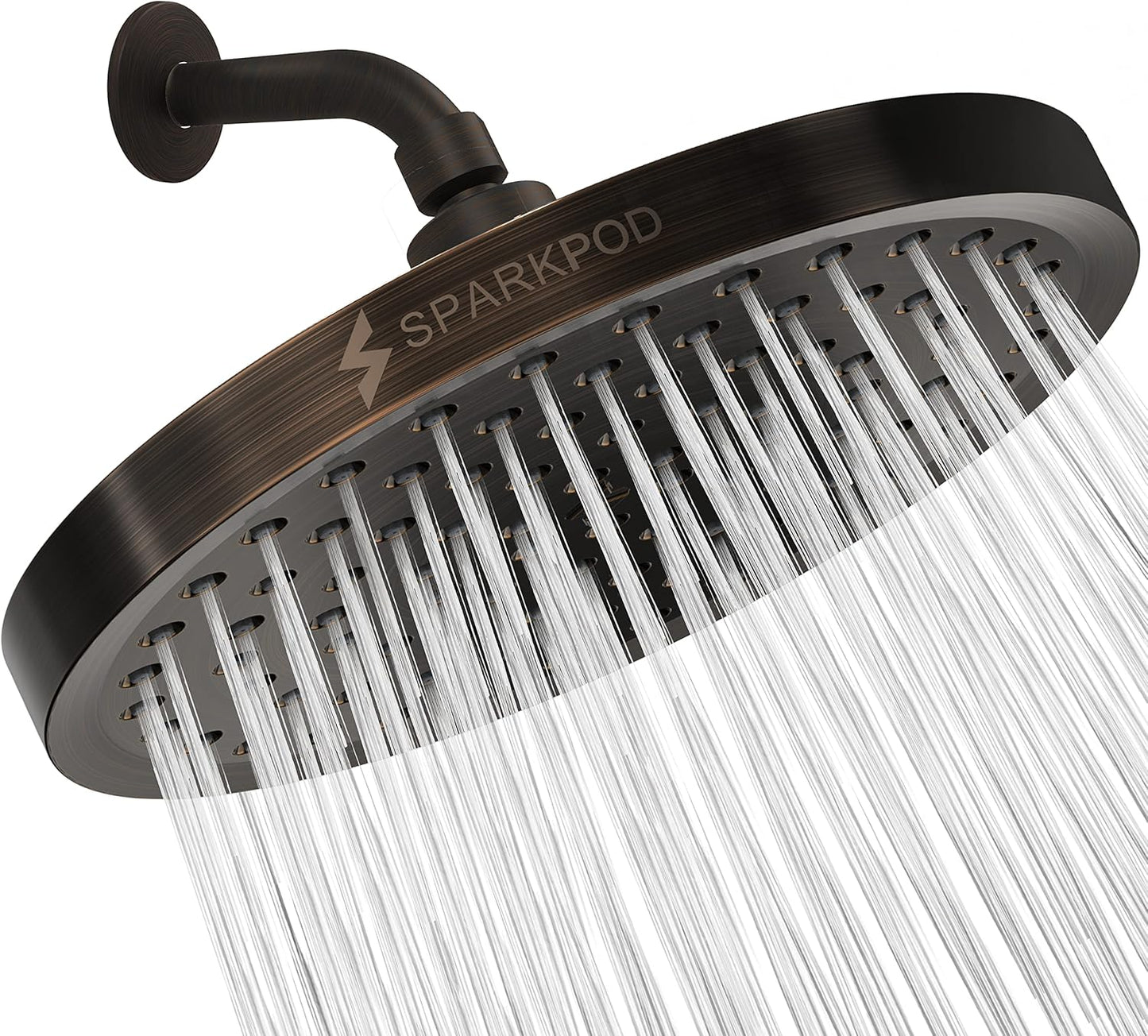 SparkPod Shower Head - High Pressure Rain - Premium Quality Luxury Design - 1-Min Install - Easy Clean Adjustable Replacement for Your Bathroom Shower Heads (Luxury Polished Chrome, 6 Inch Round)
