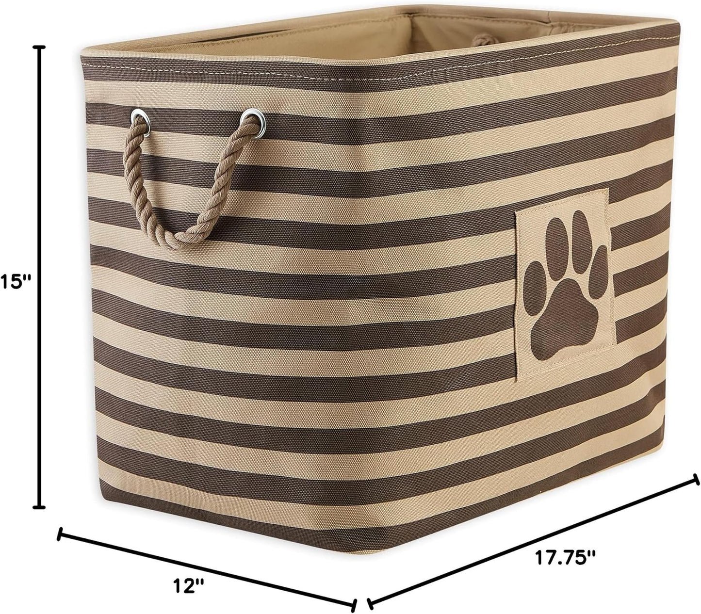 DII Bone Dry RoundSmall Pet Toy and Accessory Storage Bin, 12"(Dia) x9(H), Collapsible Organizer Storage Basket for Home Decor, Pet Toy, Blankets, Leashes and Food-Gray Stripes