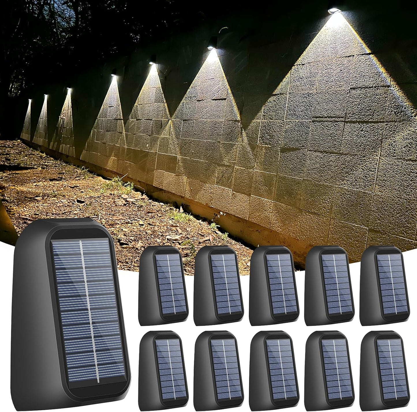 16 Pack Solar Fence Lights Outdoor 8 Colors,Bright Deck Lights Solar Outdoor Waterproof,LED Solar Lights for Backyard, Patio, Deck Railing, Step and Wall