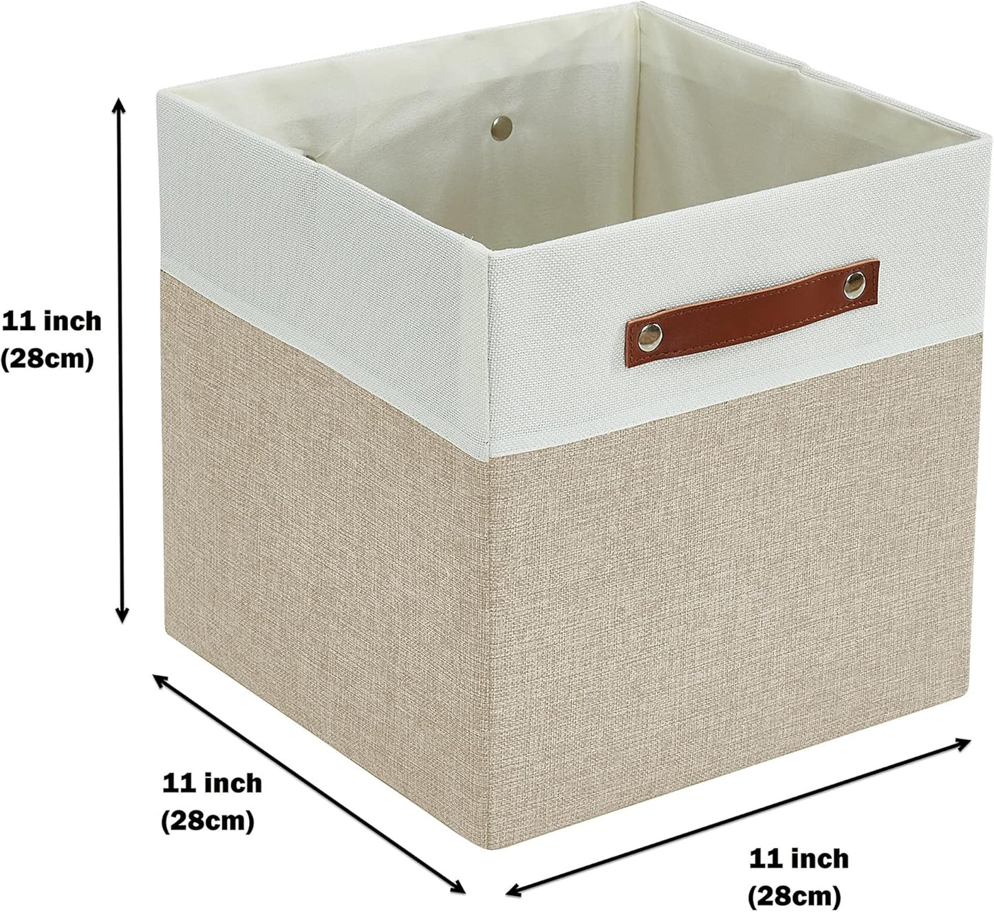 DECOMOMO Fabric Cube Storage Bin - Storage Baskets for Shelves, Kallax (Grey & White, 13 inch Cube) - 4 Pack