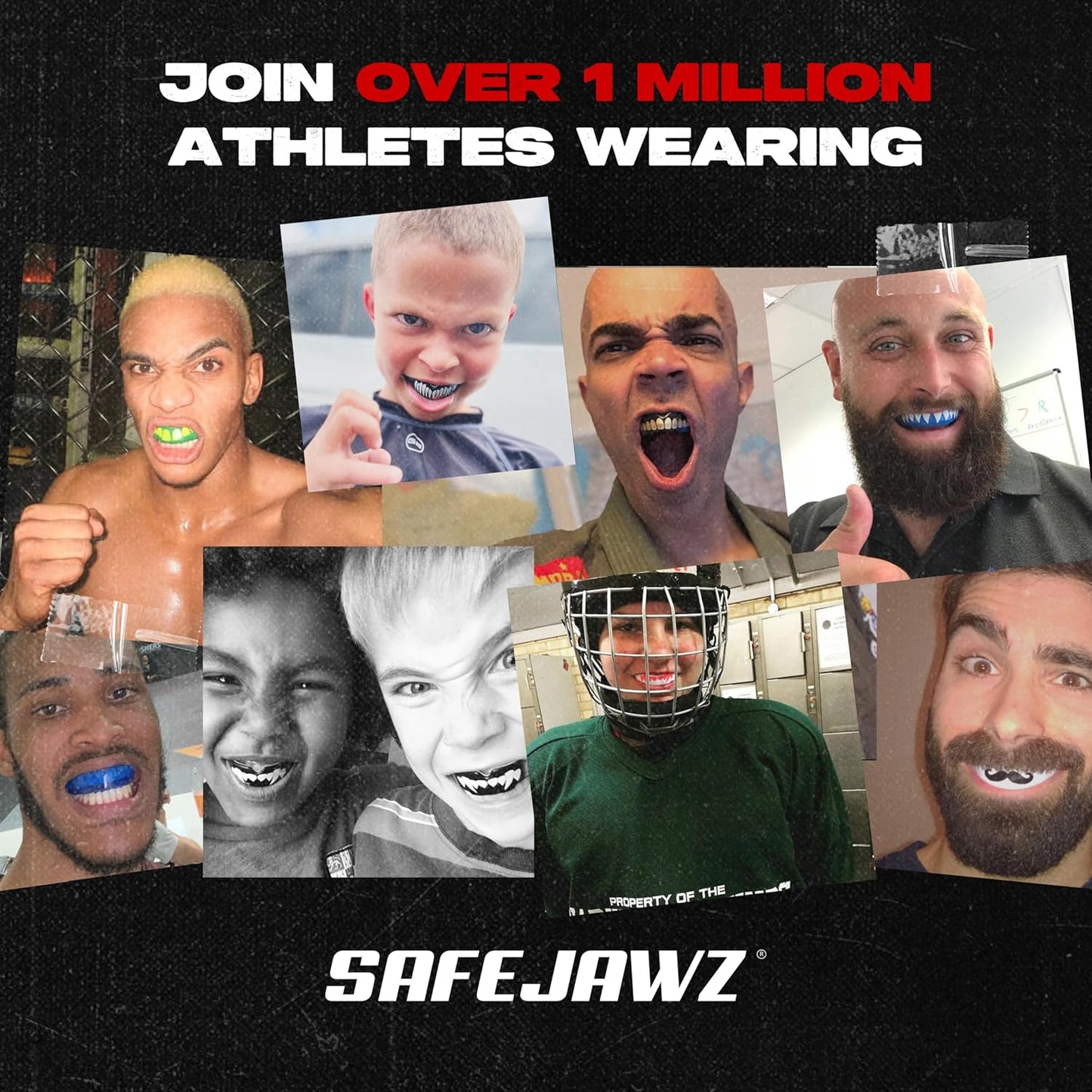 SAFEJAWZ Mouthguard Strapless Slim Fit, Adults and Junior with Case for Boxing, Basketball, Football, MMA, Martial Arts, Hockey and All Contact Sports (Adults (12+ Years), Black)
