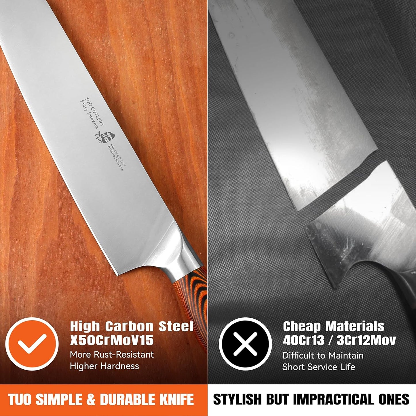 TUO Boning Knife - Razor Sharp Fillet Knife - High Carbon German Stainless Steel Kitchen Cutlery - Pakkawood Handle - Luxurious Gift Box Included - 7 inch - Fiery Phoenix Series