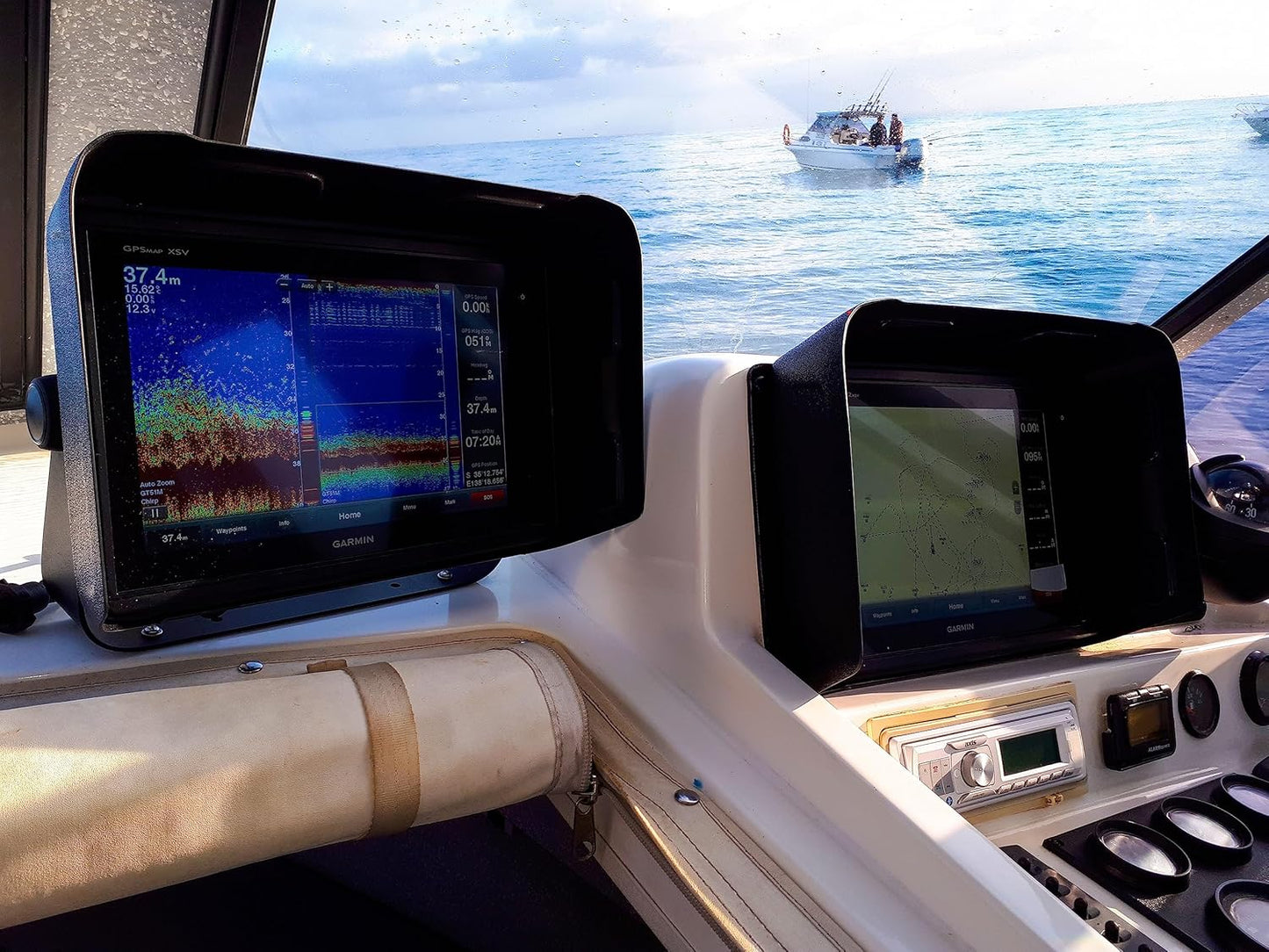 BerleyPro Visor Compatible With Garmin GPS, Fish Finders and Depth Finders - Sun Shade for Striker, Echomap, GPSMAP, and More - Echomap UHD2 7" Touch