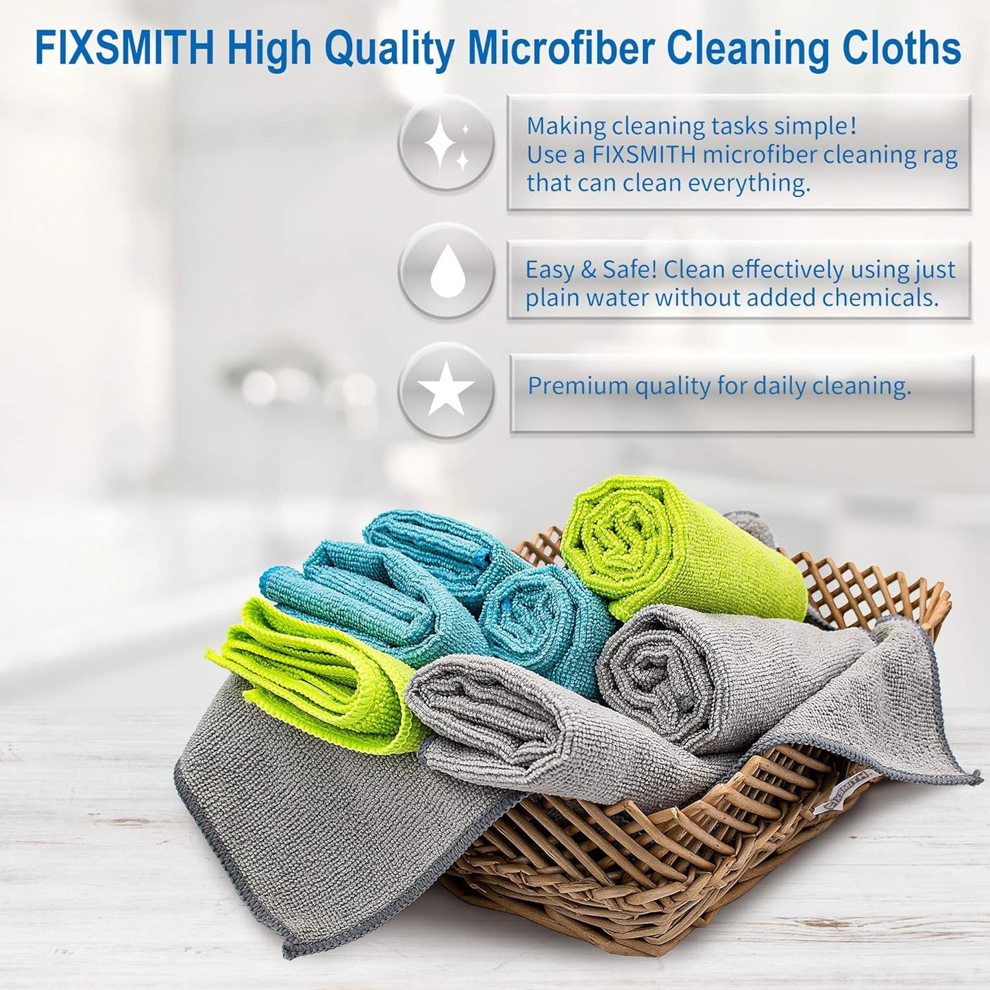 Microfiber Cleaning Cloth Pack of 8, 12 x 16 Inch Lint-Free and Streak-Free Cleaning Towels for Car, Kitchen, Home, Office, and Glass Surfaces - PuriLite