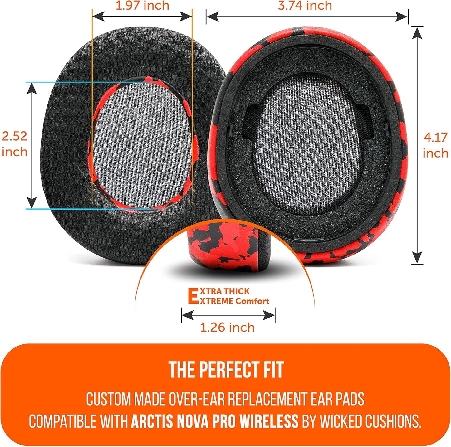 WC Freeze Nova Pro Wireless - Cooling Gel Earpads for Arctis Nova Pro Wireless ONLY (Doesn’t Fit Other Models), Made by Wicked Cushions, Improved Durability, Thickness & Sound Isolation | Black