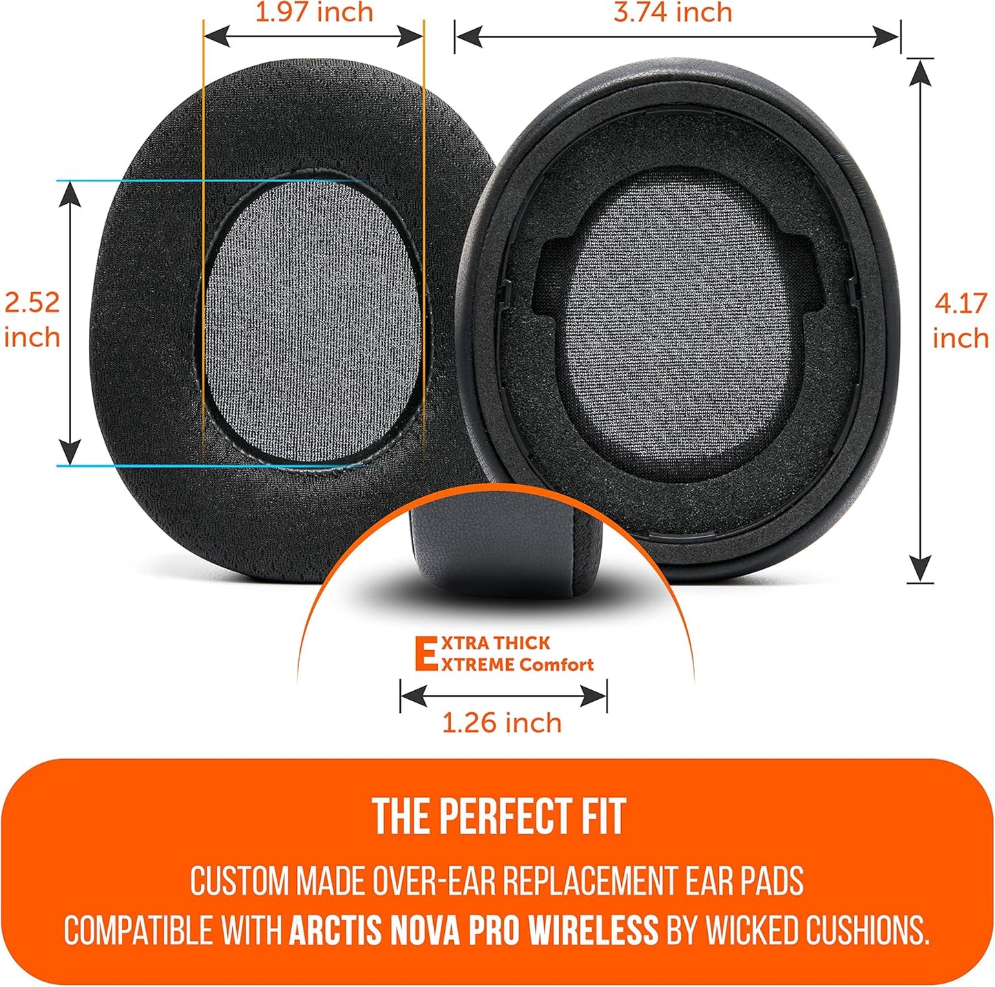 WC Freeze Nova Pro Wireless - Cooling Gel Earpads for Arctis Nova Pro Wireless ONLY (Doesn’t Fit Other Models), Made by Wicked Cushions, Improved Durability, Thickness & Sound Isolation | Black