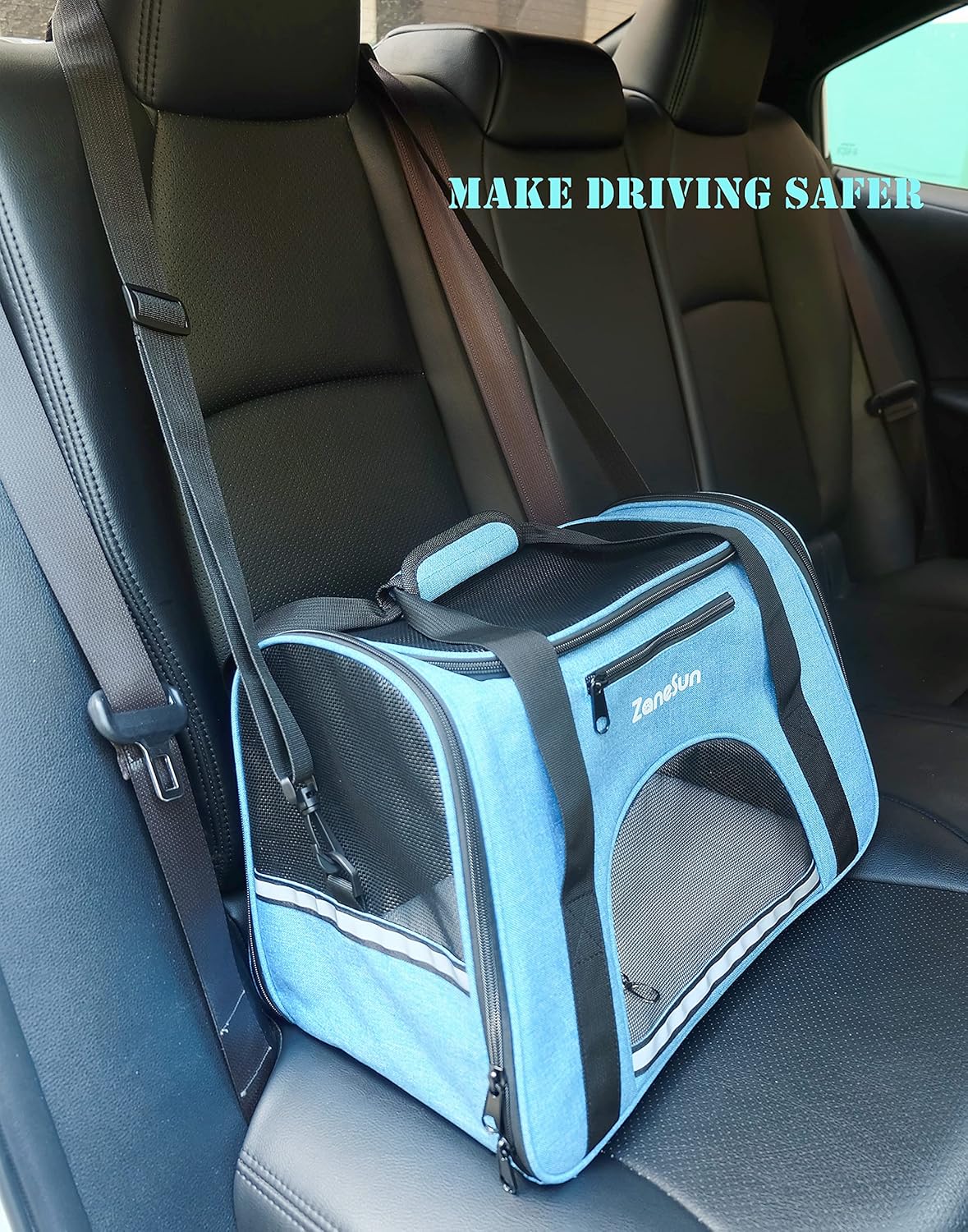 ZaneSun Cat Carrier Dog Carrier Pet Carrier for Small Medium Cats Dogs Puppies of 15 Lbs,Airline Approved Dog Cat Travel Carrier (Medium, Blue)