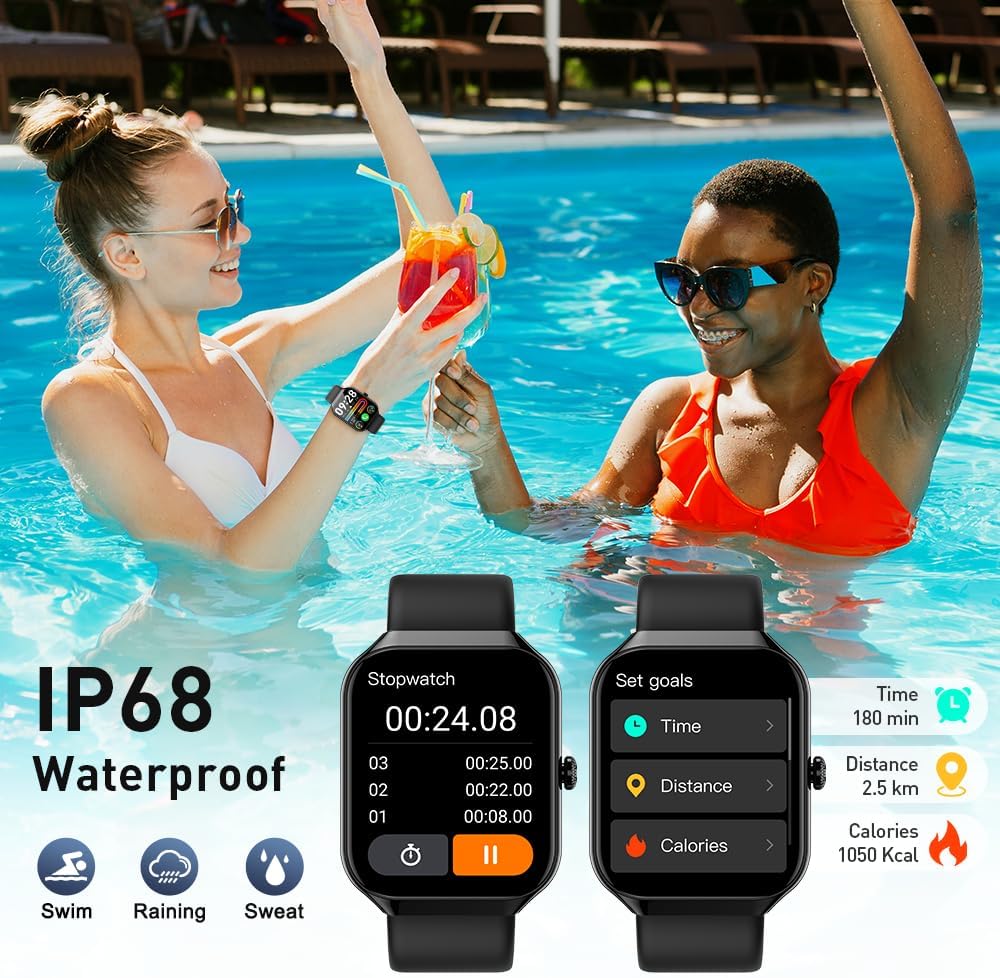 Smart Watch for Men Women with Bluetooth Call, 1.96" Smartwatch with Heart Rate Sleep Monitor Step Counter, 110+ Sport Modes Fitness Watch, IP68 Waterproof Fitness Trackers Compatible with iOS Android