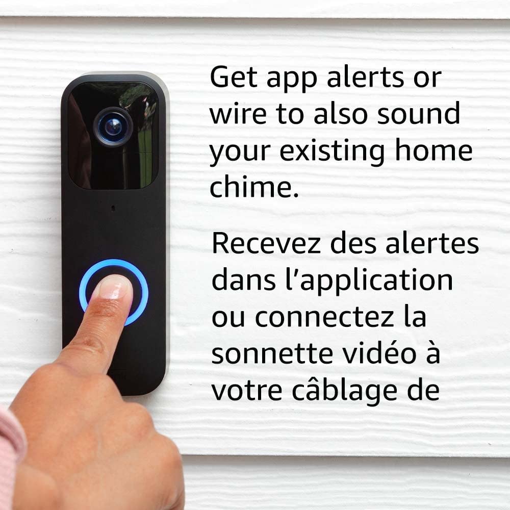 Blink Video Doorbell (newest model), Two-way audio, HD video, motion and chime app alerts, and Alexa enabled — wired or wire-free (Black)