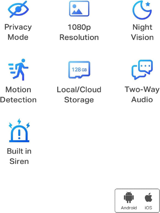 TP-Link Tapo Smart Home Security WiFi Camera, 2.4GHz Wi-Fi Connection Required, 1080p (Full HD), Up to 30 ft Night Vision, Up to 128 GB microSD Card Slot, Works w/Alexa and Google (Tapo C100)