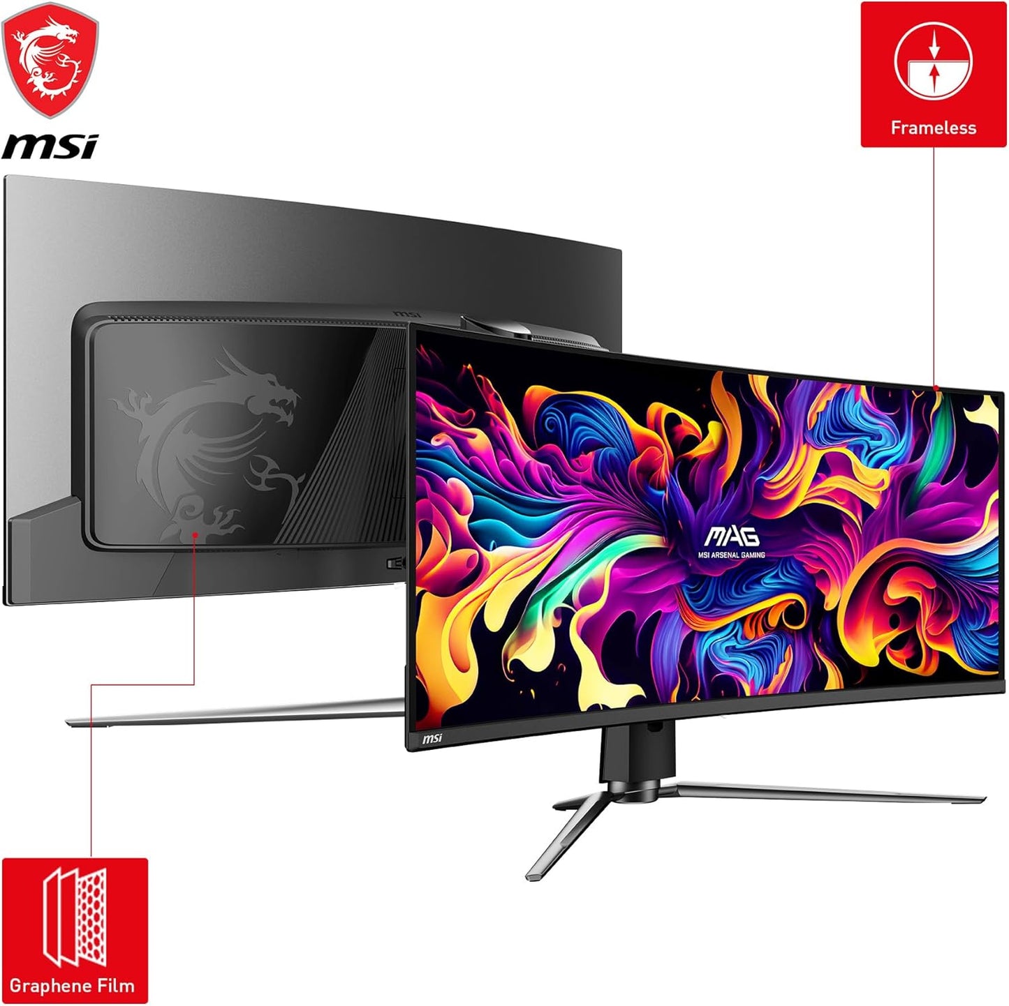 MSI MPG 341CQPX QD-OLED 34-inch Curved OLED Gaming Monitor, 3440 x 1440 (UWQHD), 0.03ms Response time, 240Hz, True Black HDR 400, HDMI, DP Port, USB Type C, Tilt, Height Adjustable