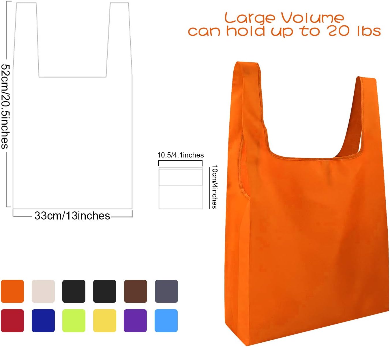 KUUQA 12 Pack Reusable Grocery Bags Reusable Shopping Bags with Pouch Foldable Bags for Groceries, Shopping, Travel (Random Color)