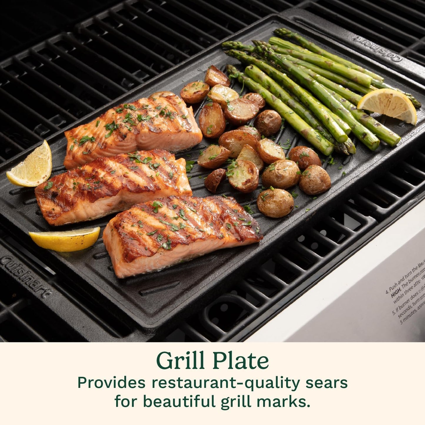Cuisinart Reversible Cast Iron Grill and Griddle Plate, Ribbed Grill and Smooth Flat Top Griddle (CCP-2000C)