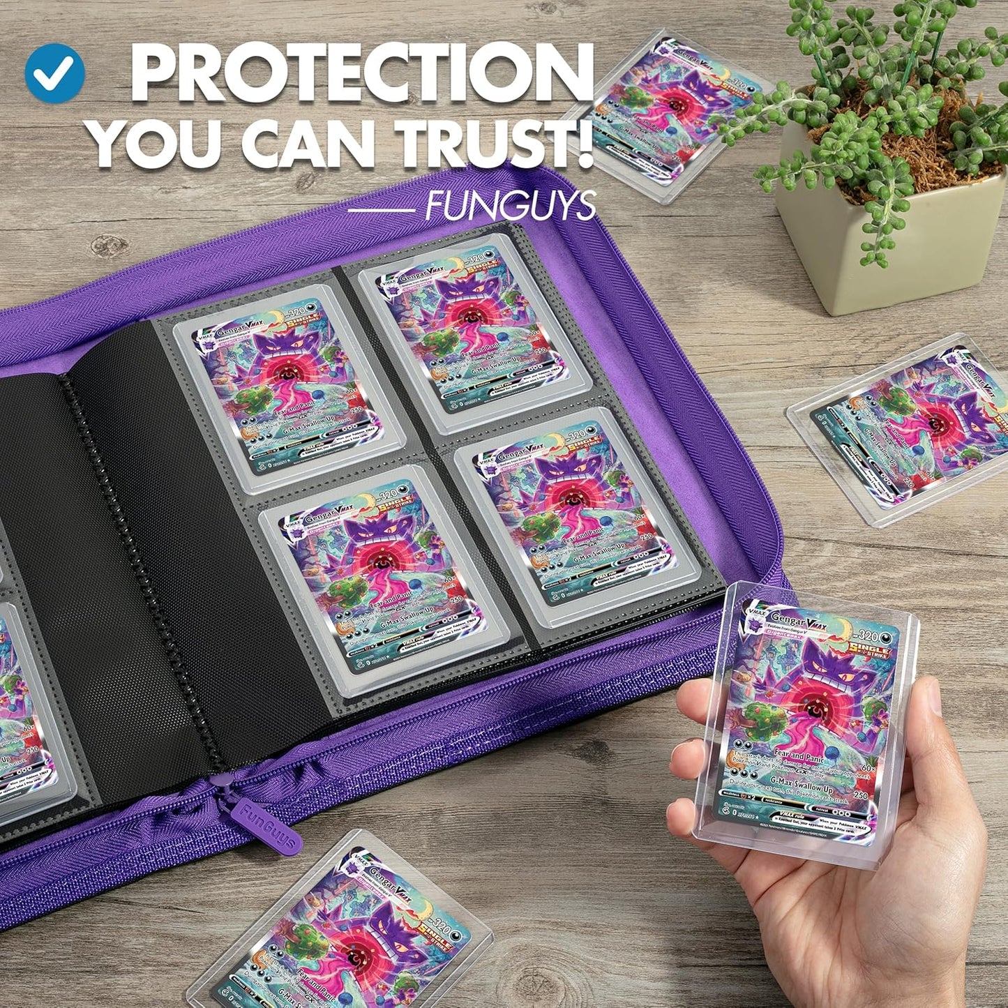 FunGuys Toploader Binder, Trading Card Binder Storage,128 4 Pocket Top Loader Pokemon Binder, Card Collection Yugioh Cards, MTG, TCG, Folders for Trading Cards