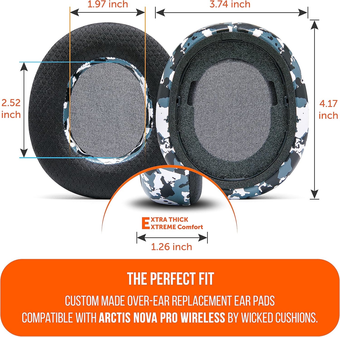 WC Freeze Nova Pro Wireless - Cooling Gel Earpads for Arctis Nova Pro Wireless ONLY (Doesn’t Fit Other Models), Made by Wicked Cushions, Improved Durability, Thickness & Sound Isolation | Black