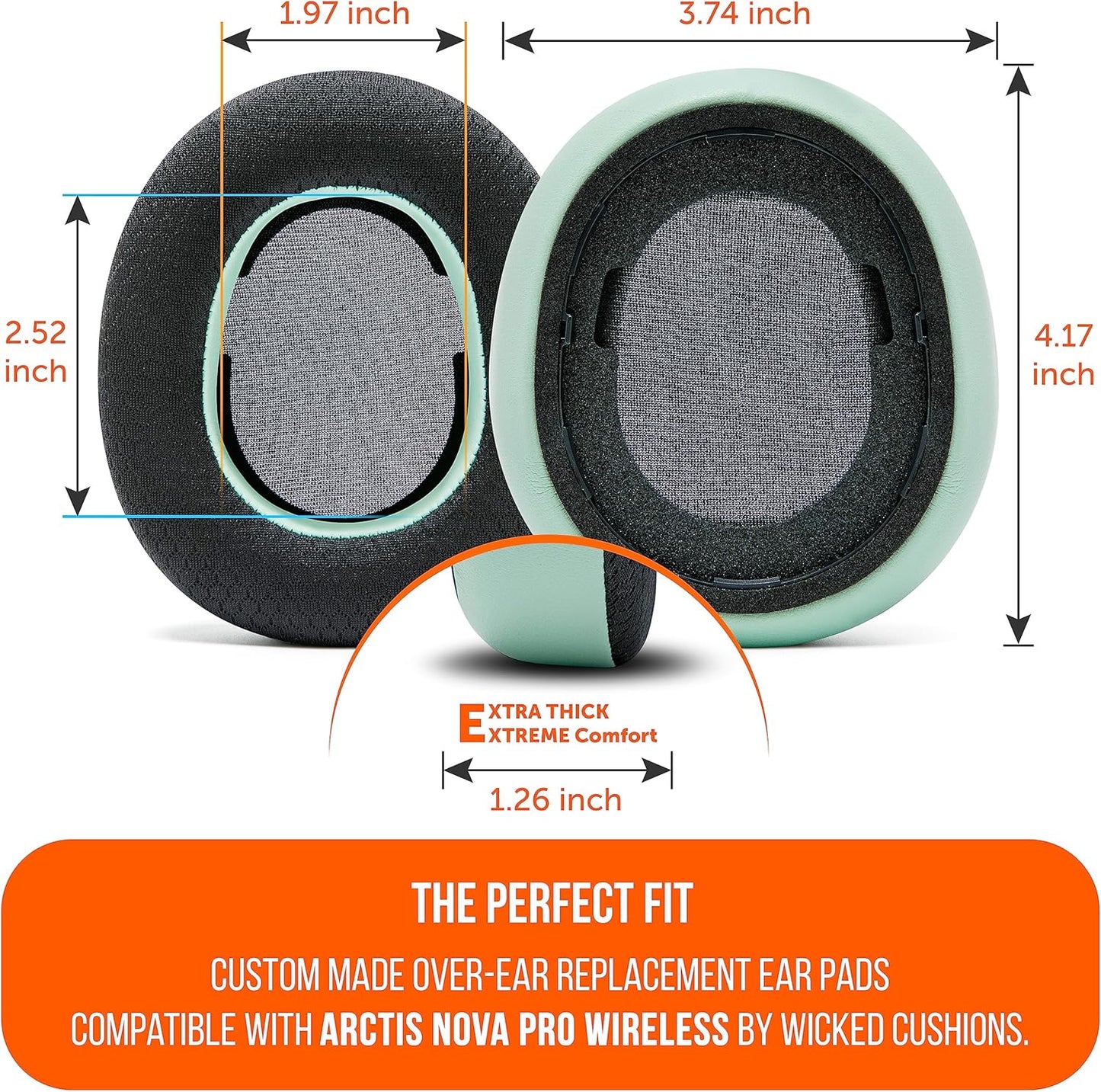 WC Freeze Nova Pro Wireless - Cooling Gel Earpads for Arctis Nova Pro Wireless ONLY (Doesn’t Fit Other Models), Made by Wicked Cushions, Improved Durability, Thickness & Sound Isolation | Black