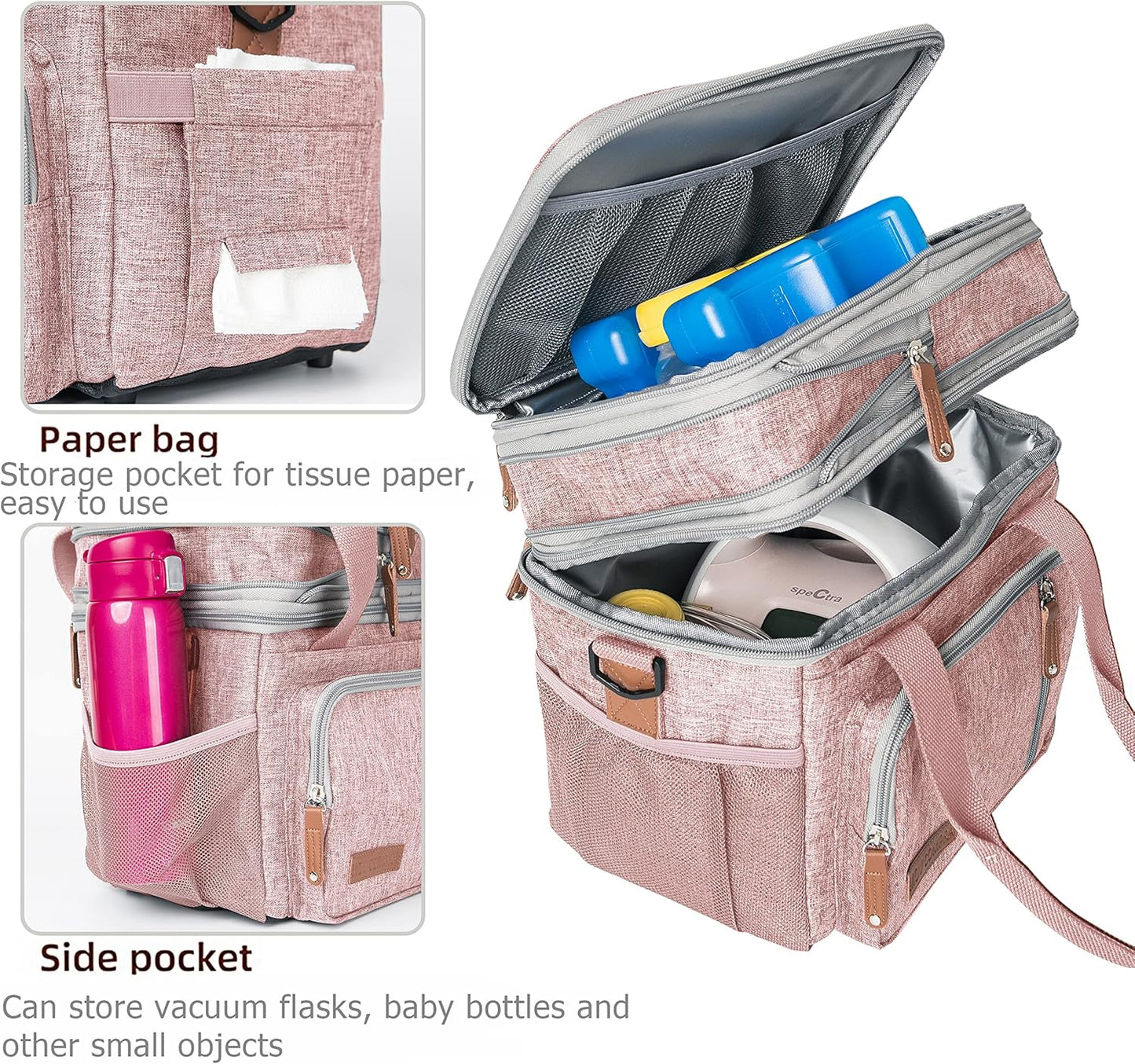 Lunch Bag Women Insulated Lunch Box for Work, Purple Expandable Large Lunch Bags, Leakproof Double Deck Lunch Box Cooler Bag(Purple)