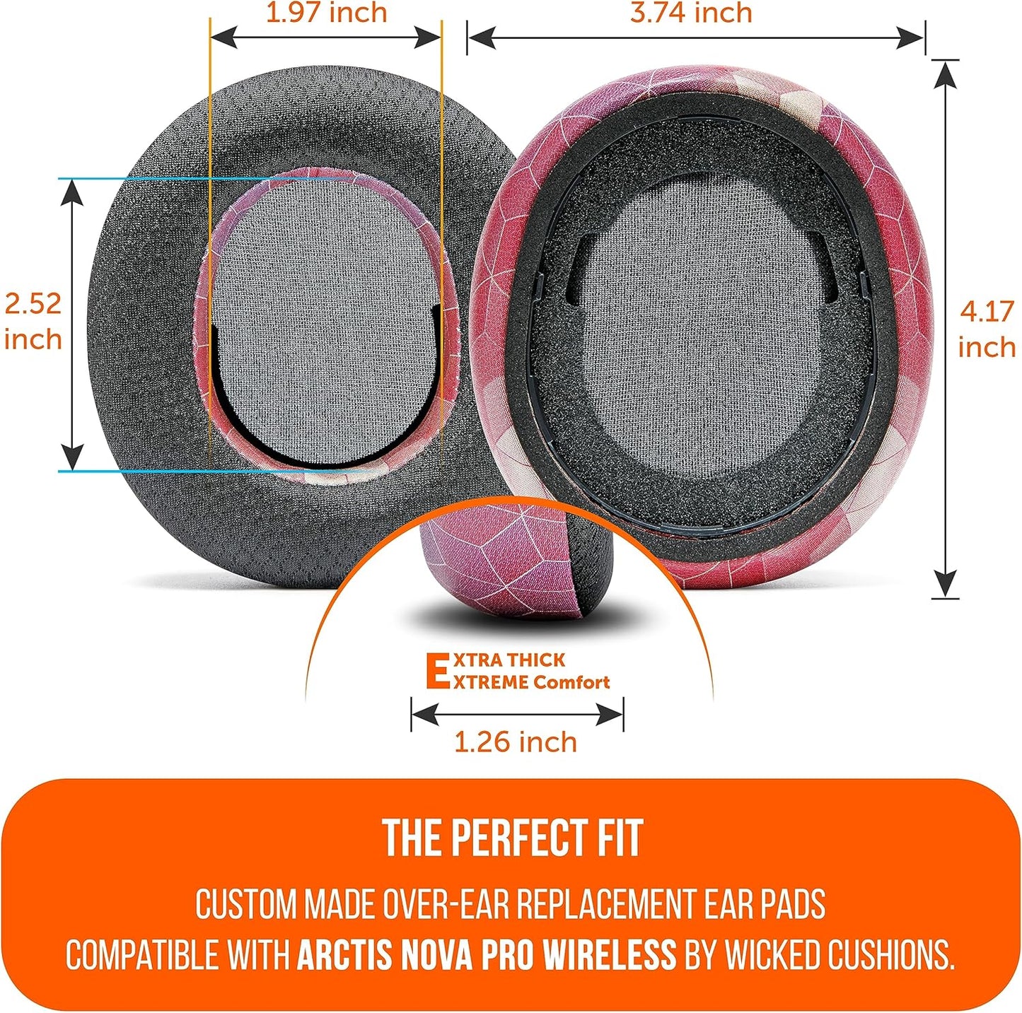 WC Freeze Nova Pro Wireless - Cooling Gel Earpads for Arctis Nova Pro Wireless ONLY (Doesn’t Fit Other Models), Made by Wicked Cushions, Improved Durability, Thickness & Sound Isolation | Black