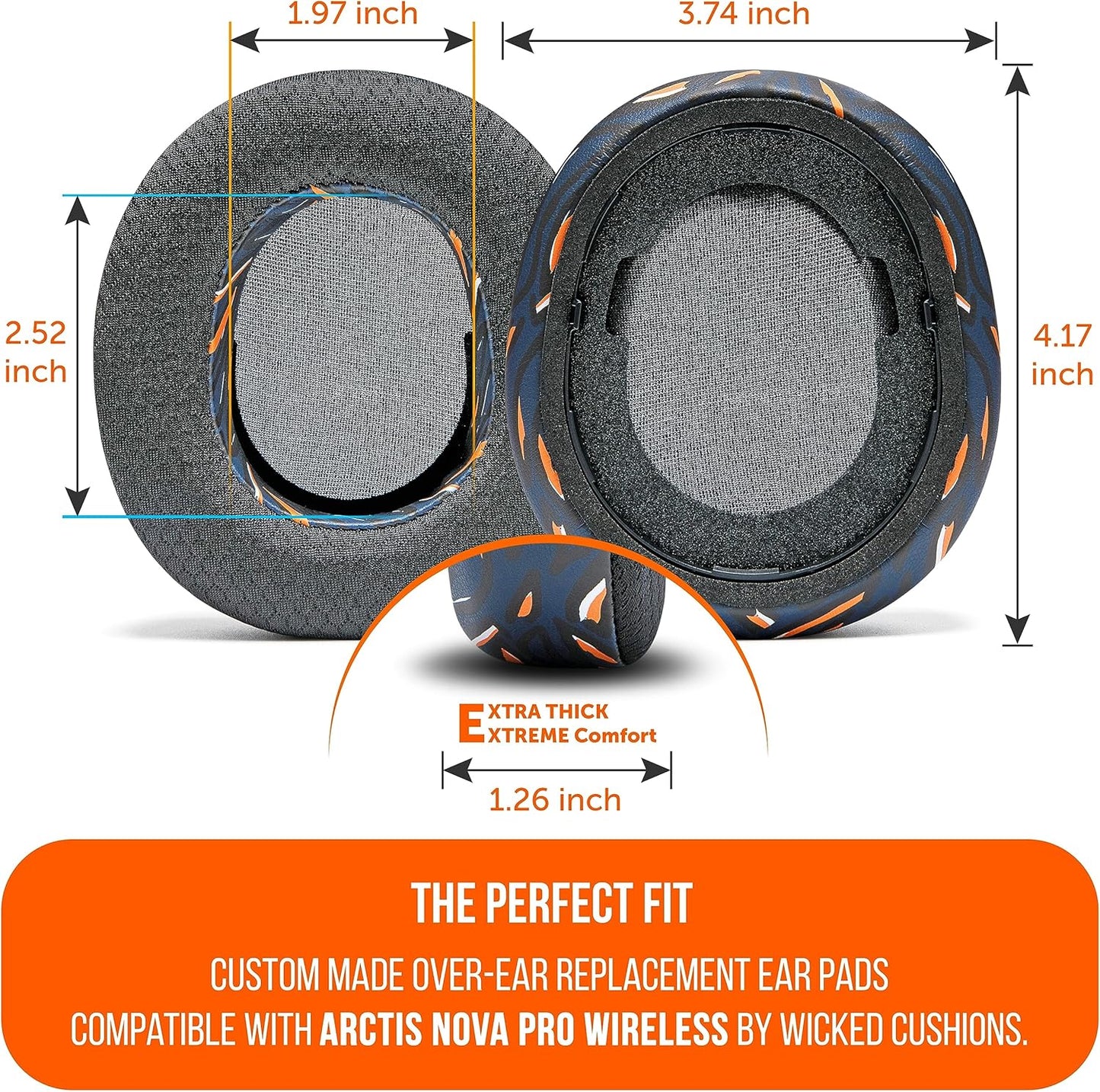 WC Freeze Nova Pro Wireless - Cooling Gel Earpads for Arctis Nova Pro Wireless ONLY (Doesn’t Fit Other Models), Made by Wicked Cushions, Improved Durability, Thickness & Sound Isolation | Black