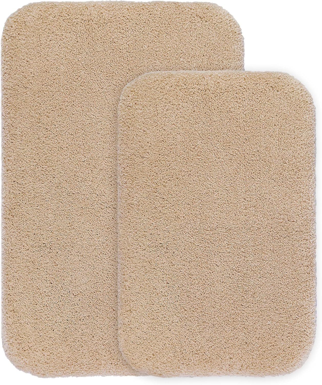 Bathroom Rugs Set 2 Pieces - Bath Rugs Ultra Soft Absorbent Non-Slip Fluffy Thick Microfiber Cozy Bath Mats Set for Tub Shower Bathroom Floors Accessories, 20"x32" & 16"x24" Set of 2 (Beige)