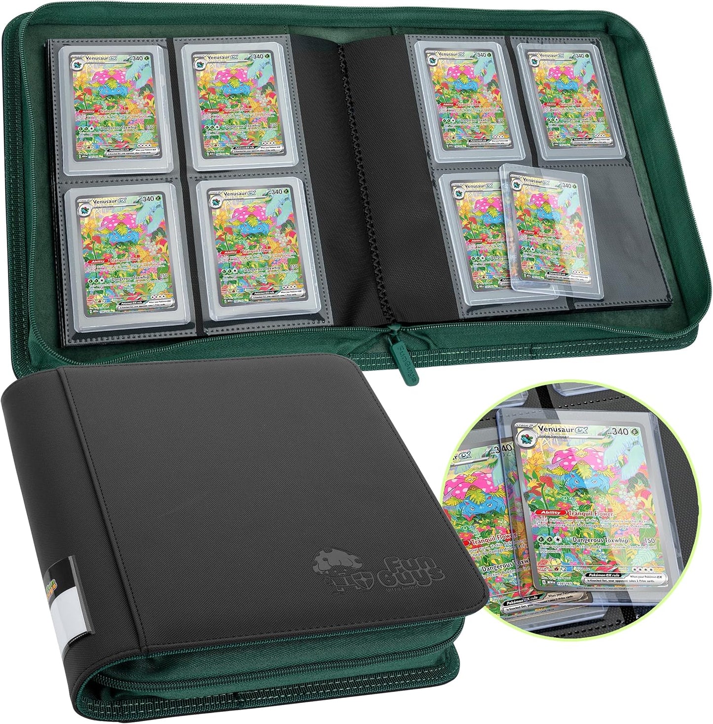 FunGuys Toploader Binder, Trading Card Binder Storage,128 4 Pocket Top Loader Pokemon Binder, Card Collection Yugioh Cards, MTG, TCG, Folders for Trading Cards